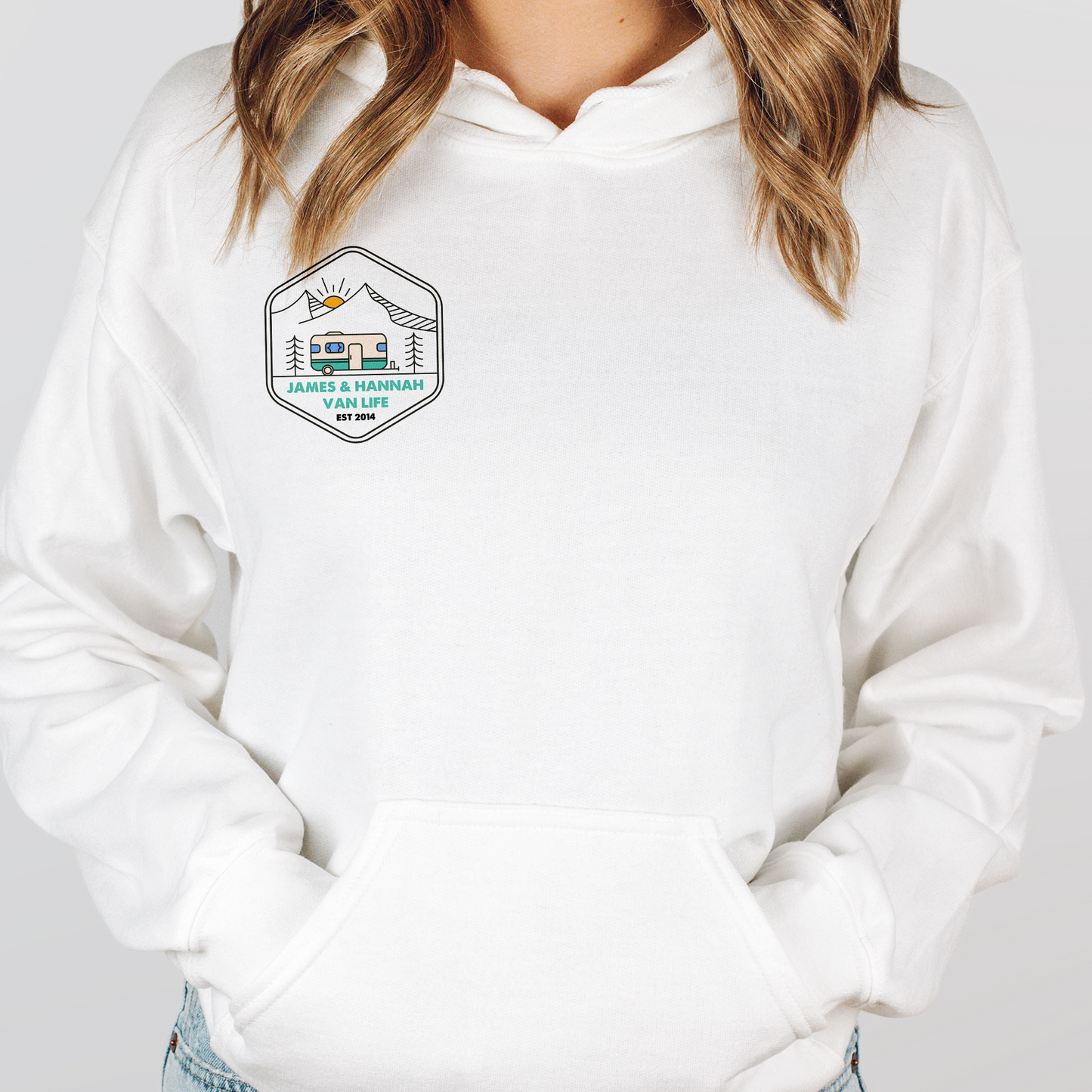 Custom Caravan Hoodie Gift for Couples | Personalised Van Life Gift for Him Her | Camping Motorhome Jumper | Touring Caravan Travel Gift