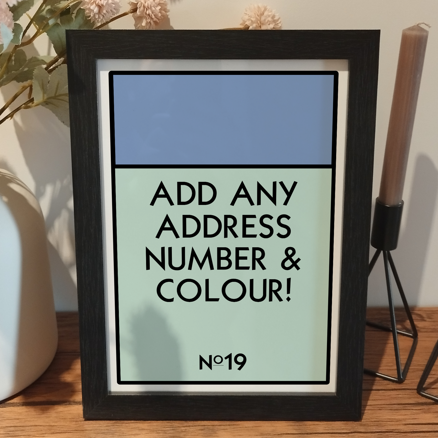 Personalised Monopoly Board Property Print | Custom Monopoly House Framed Gift | Unique Monopoly Address Print | New Home Monopoly Gift