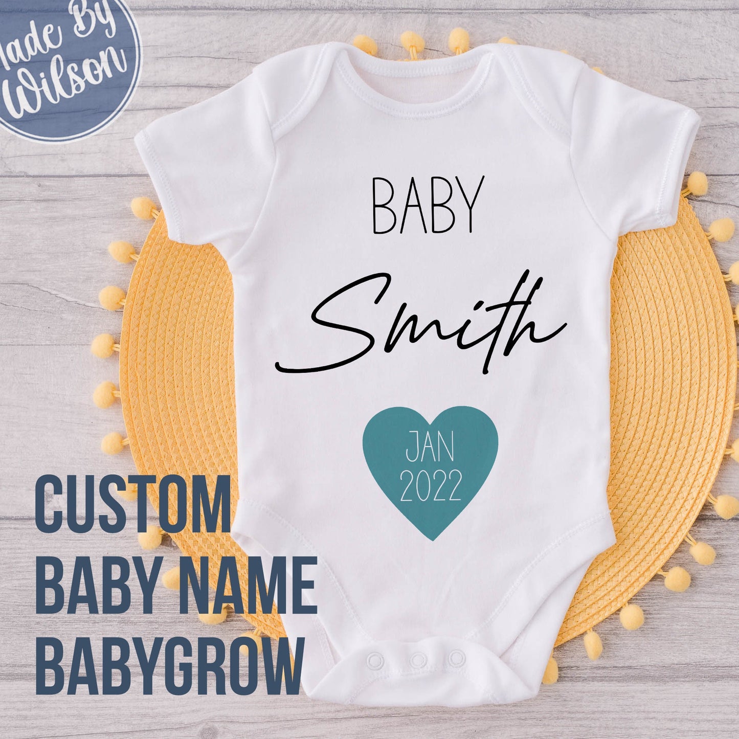 Personalised Last Name Babygrow | Baby Pregnancy Announcement Bodysuit | Baby Due Date Reveal Bodysuit | Last Name Baby-grow | New Baby Gift