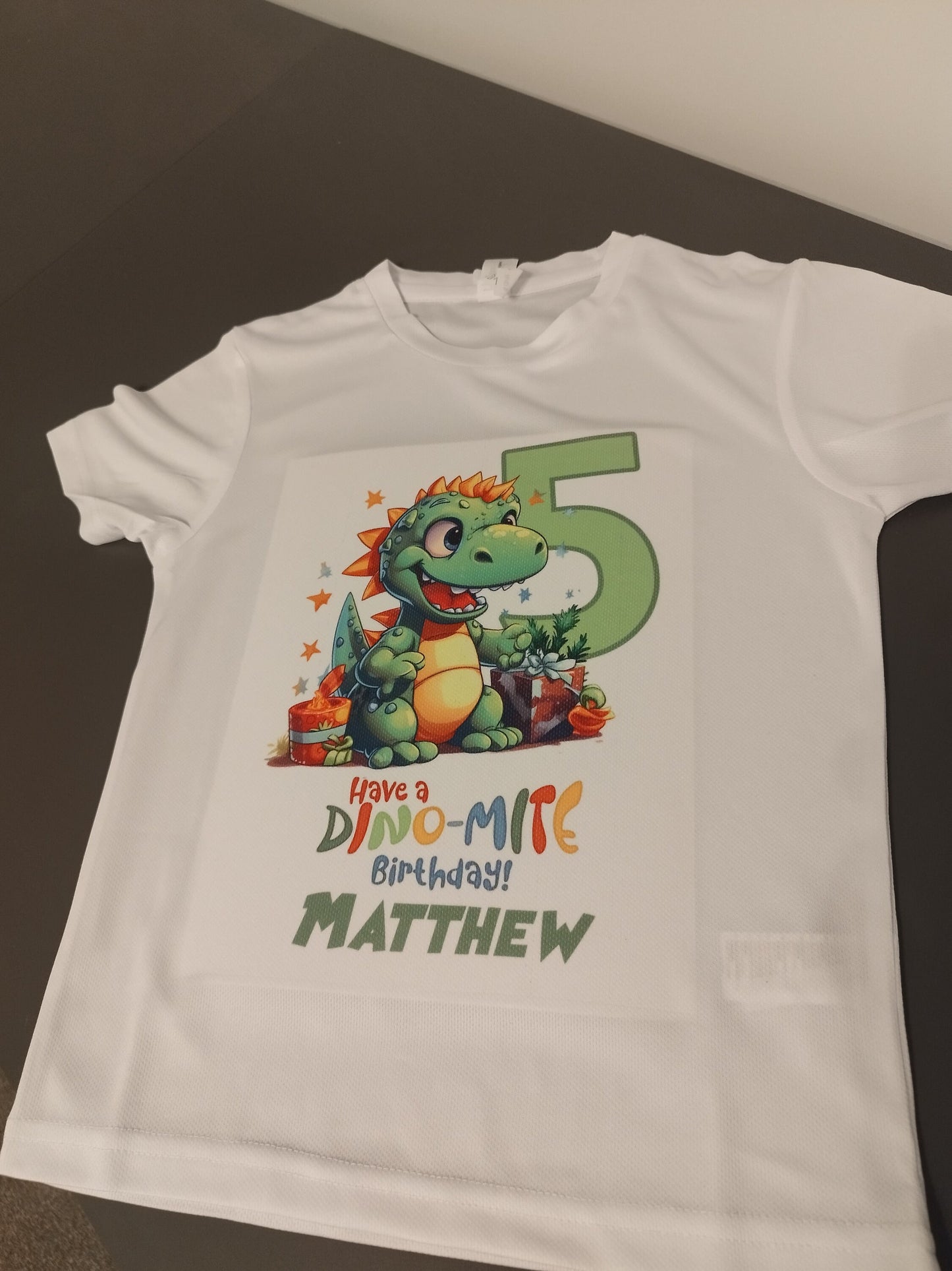 Personalised Dinosaur Birthday T-Shirt | Any Name Any Age | Colourful Dinosaurs | Custom Dinosaur Birthday Gifts for Children
