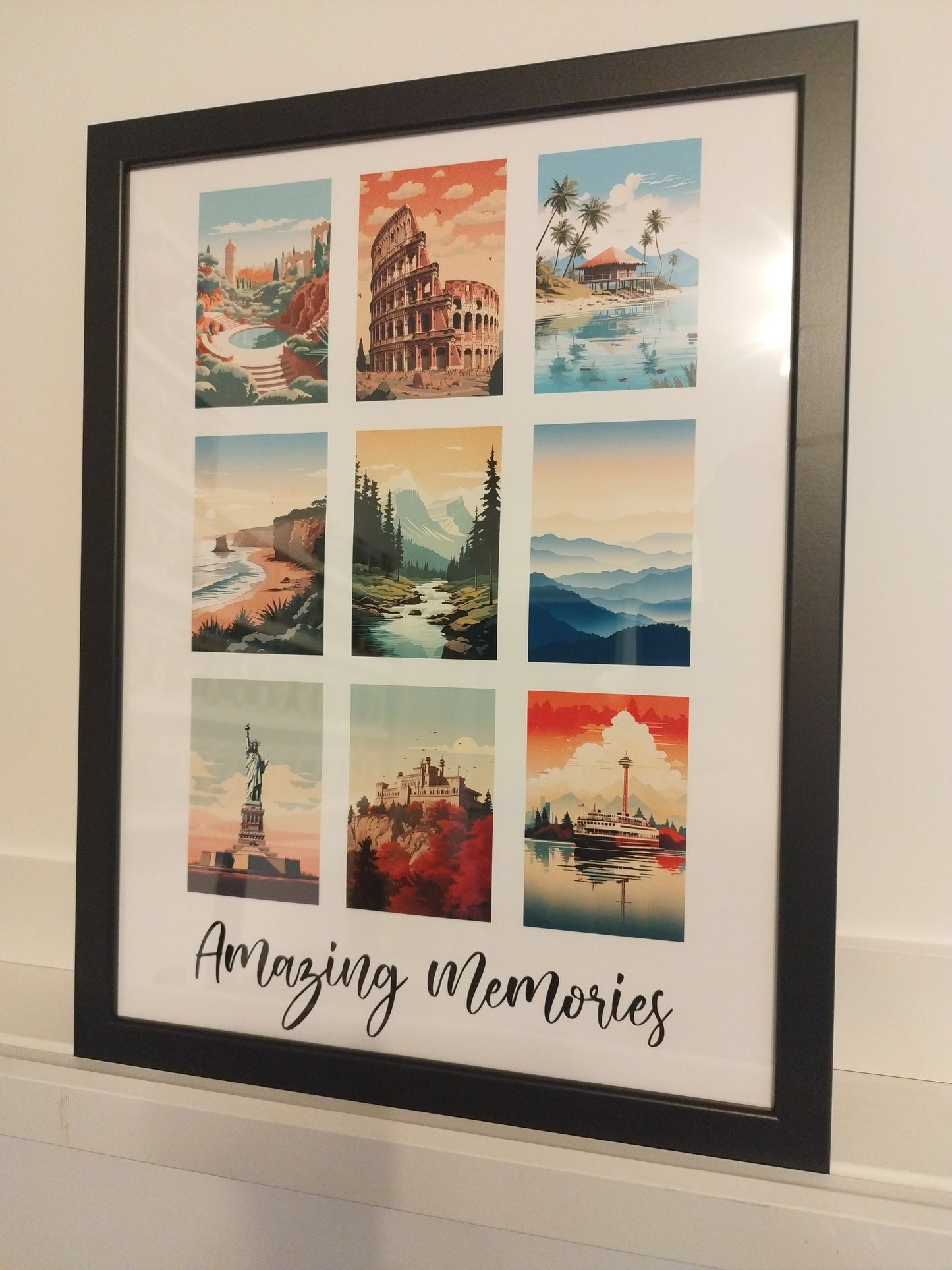 Custom Travel Memories Print | Personalised Holiday Destinations | Retro Travel Poster | Paper Anniversary Gifts | Memorable Cities & Places
