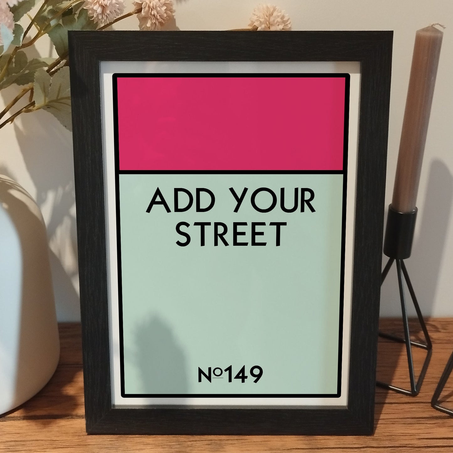 Personalised Monopoly Board Property Print | Custom Monopoly House Framed Gift | Unique Monopoly Address Print | New Home Monopoly Gift