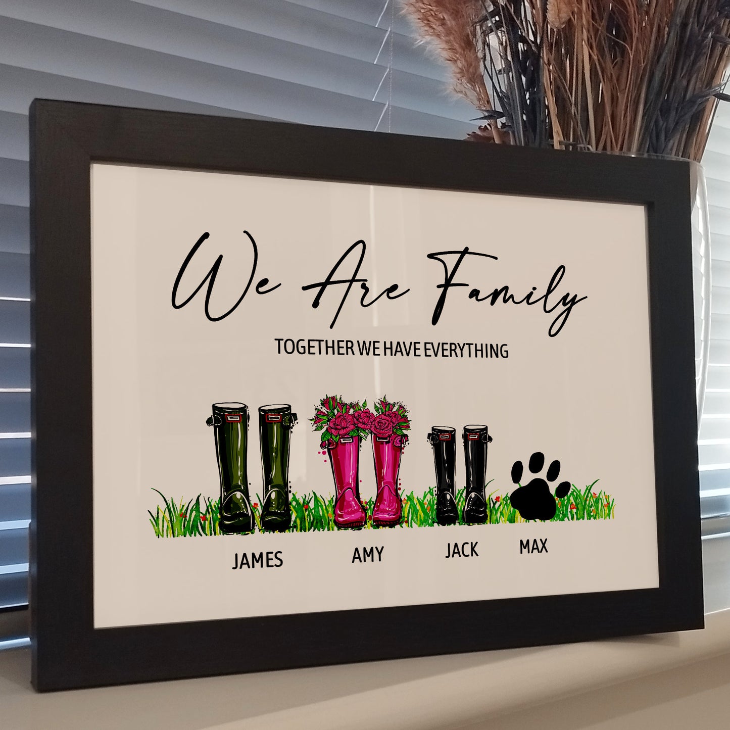 Framed Wellie Boot Print, Custom Welly Boots Print for Family, Mummy, Gift for Mum, Personalized Family Print, A Special Mum, Mothers Day