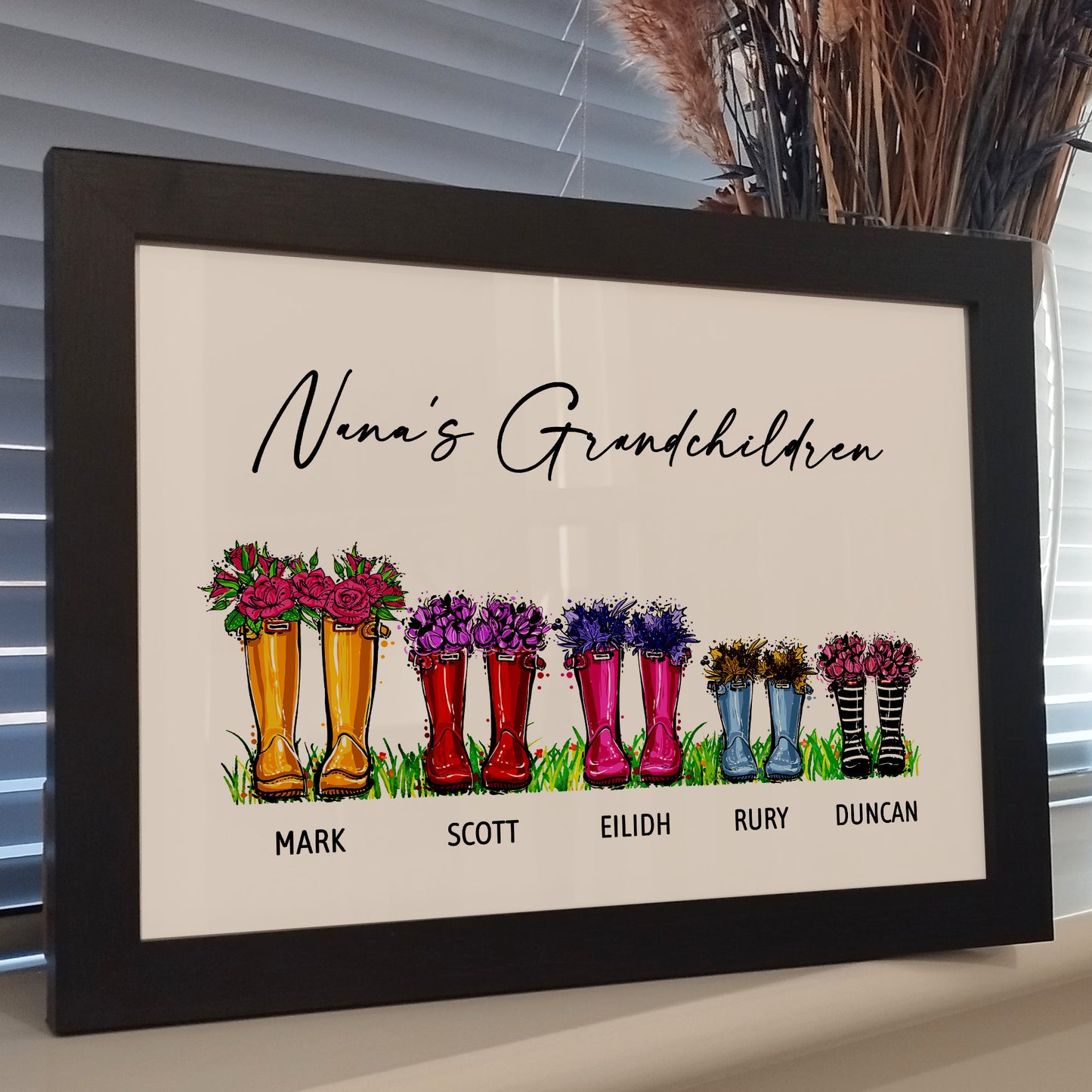 Framed Wellie Boot Print, Custom Welly Boots Print for Family, Mummy, Gift for Mum, Personalized Family Print, A Special Mum, Mothers Day