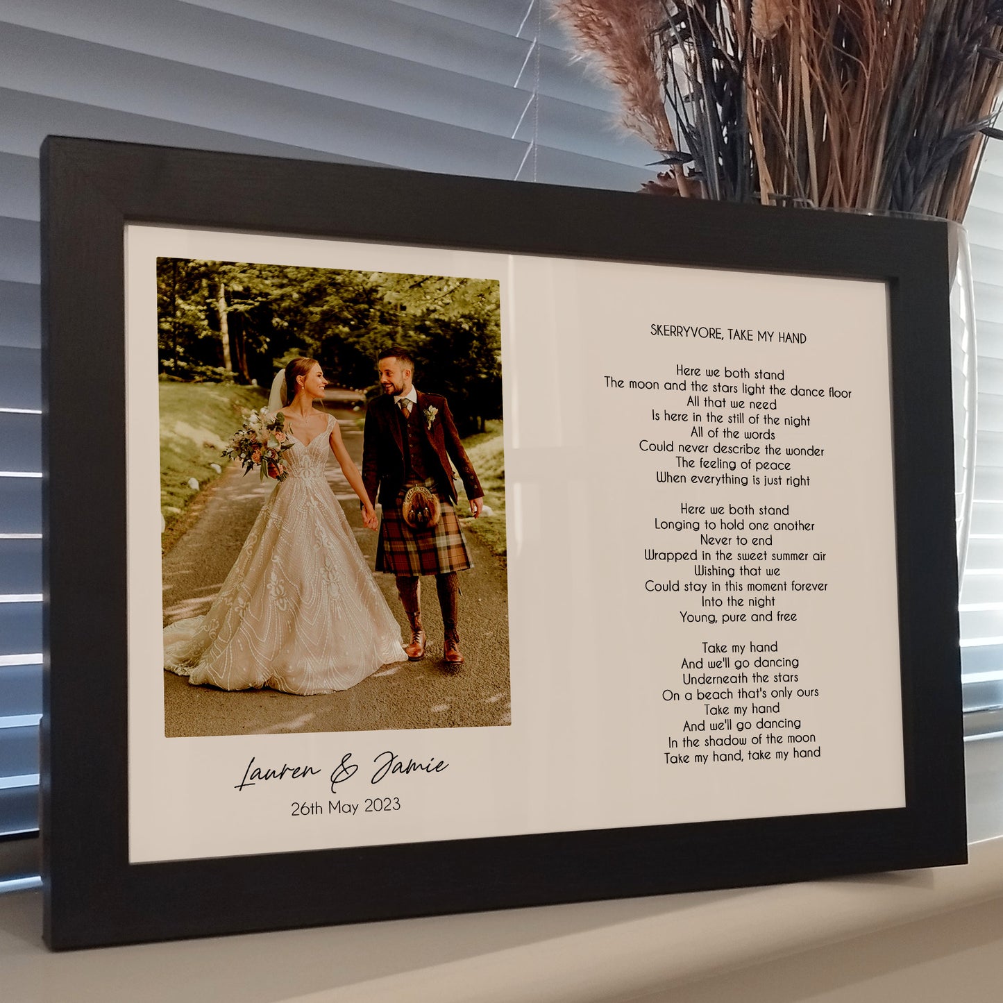 Personalised Wedding Song Lyric Print | Custom Anniversary Song Lyrics Print | Wedding Gifts for Couples