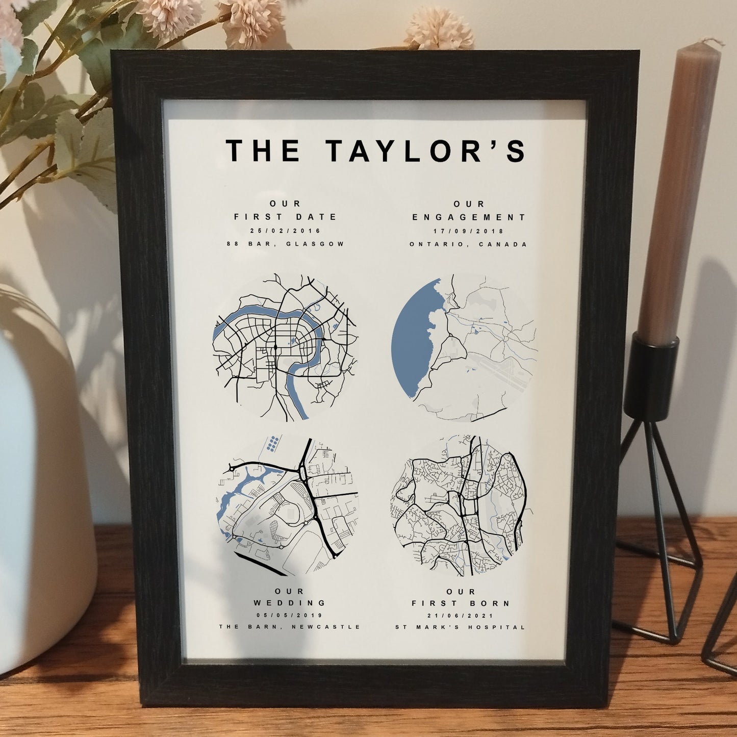 Personalised Journey Map Print | Custom Paper Anniversary Poster | Wedding Map Prints | Our First Date Digital Print | Gifts for Couples