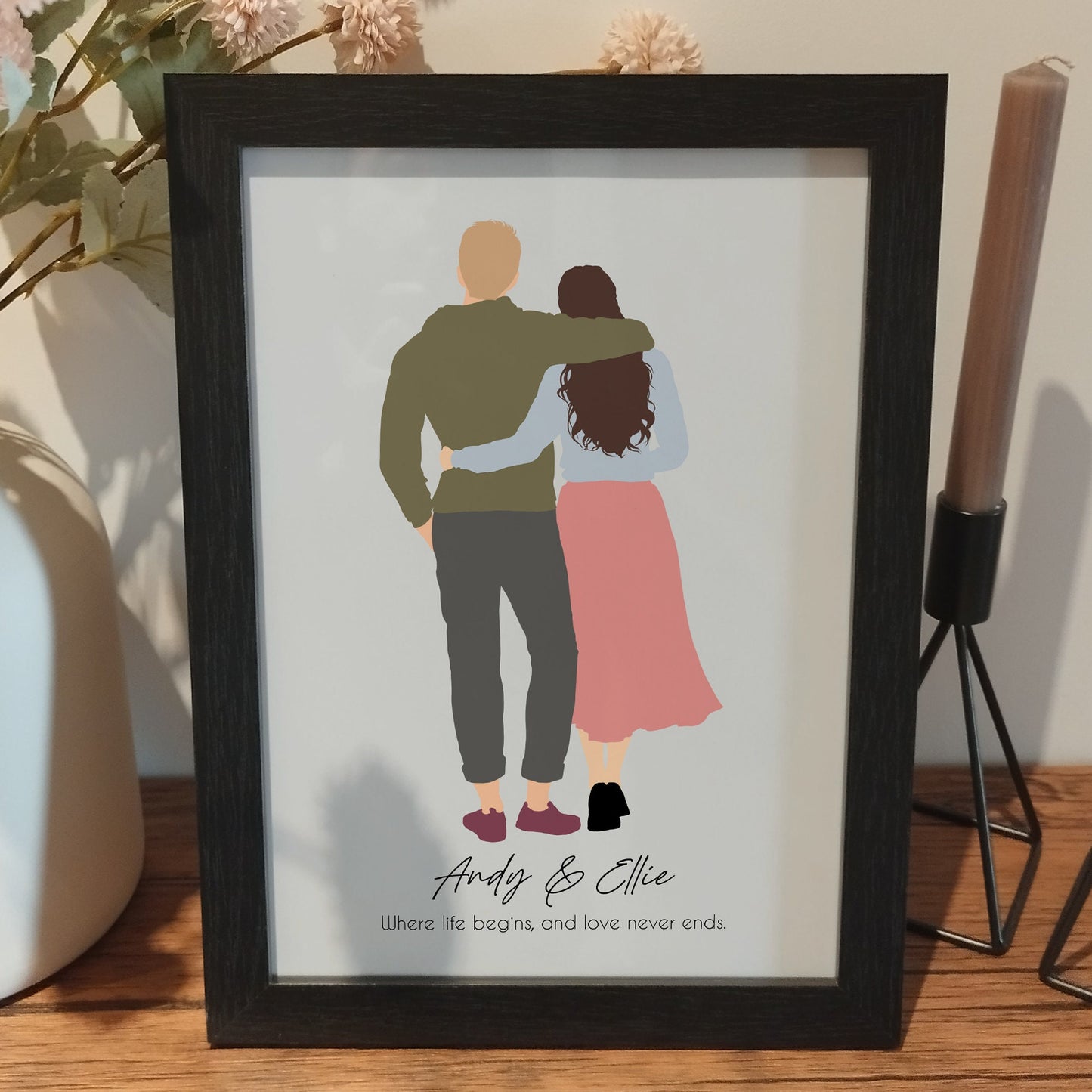 Personalised Couple Print, Couples Gift, Gift for Her, Boyfriend Girlfriend Print, Customised Couple, Anniversary Gift, Valentine, Christmas