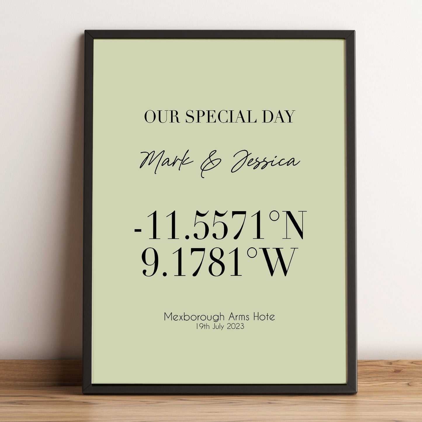 Framed Coordinates Print, Custom Wedding Location Print, Latitude Longitude, Wedding Gift, Personalised Gift for Couple, Memorable Location