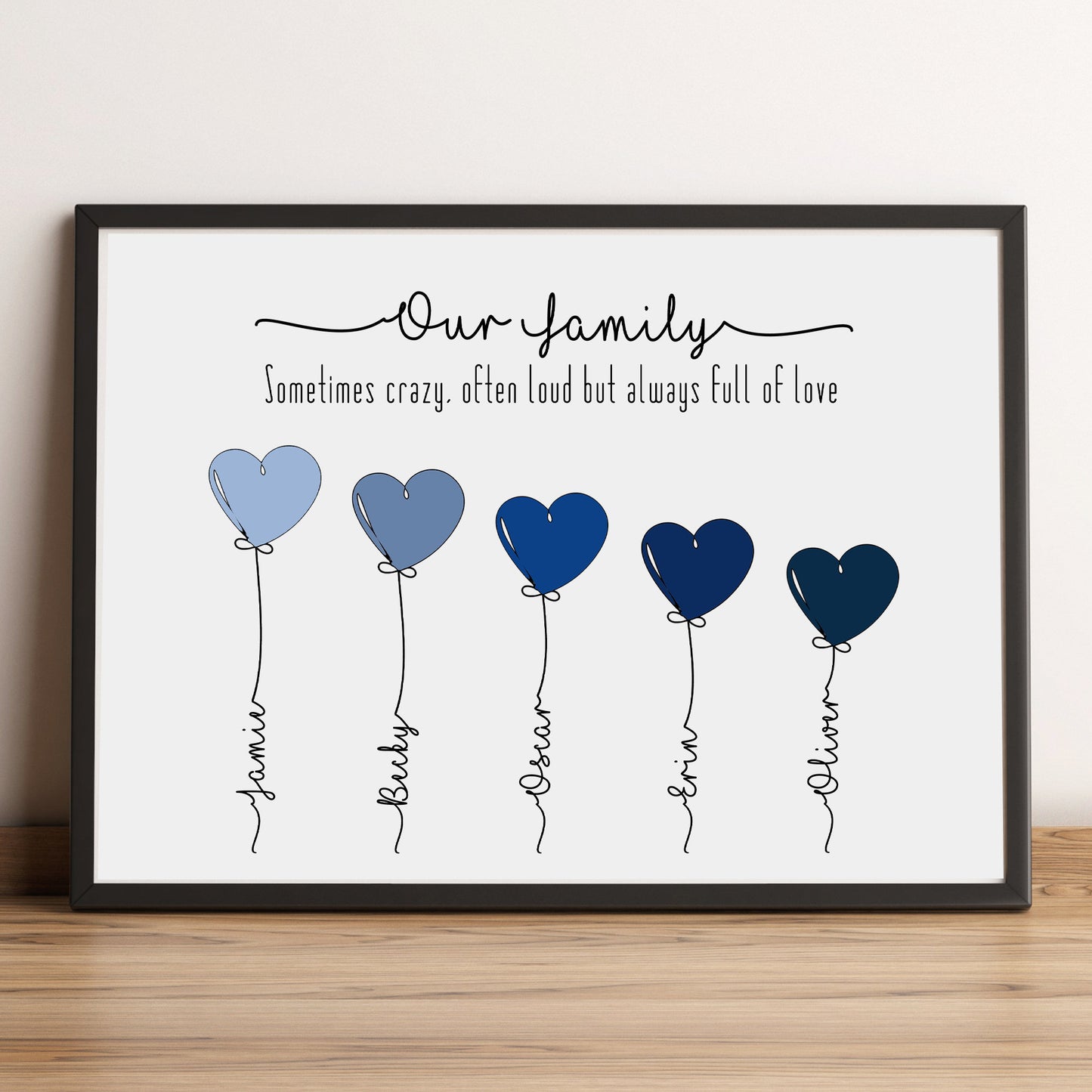 Personalised Family Balloon Print | Our Family Portrait Print | Digital Family Home Wall Art | Family Gifts for Mothers