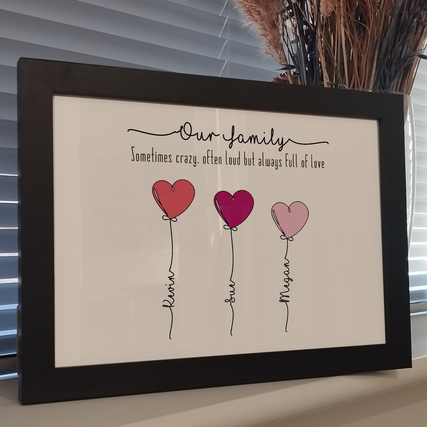 Personalised Family Balloon Print | Our Family Portrait Print | Digital Family Home Wall Art | Family Gifts for Mothers