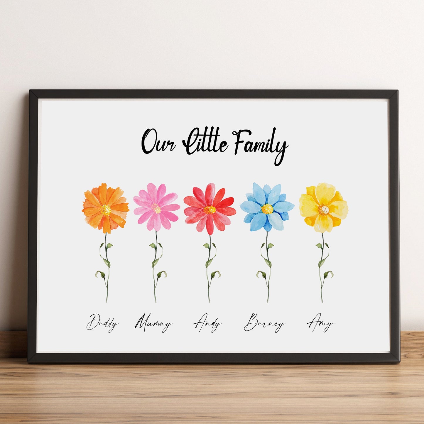 Custom Family Flower Print, Personalised Family Print, Family Names Print, Flower Wall Art, Gifts for Mothers Day, Prints for Mum and Dad