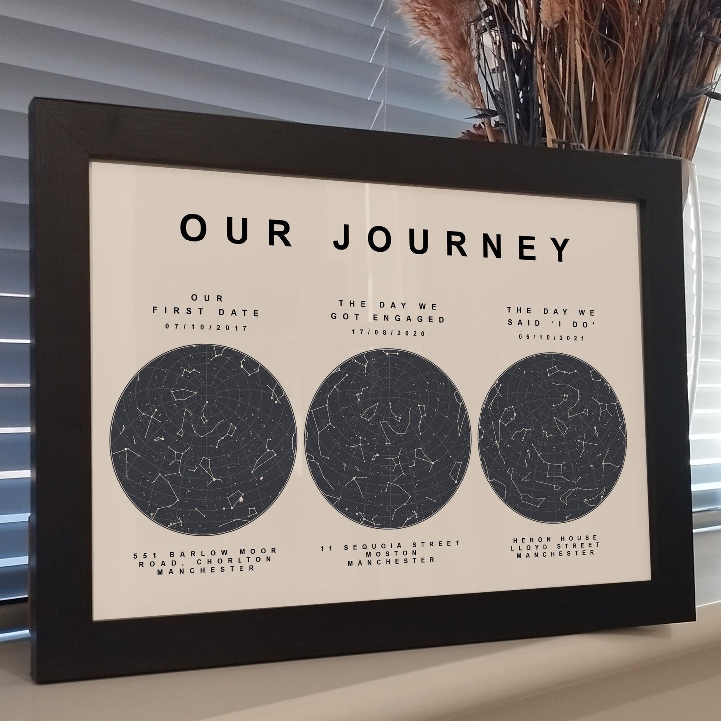 Custom Journey Constellation Print | Personalised Wedding Night Sky Prints | Romantic Gifts For Him and Her | Paper Anniversary