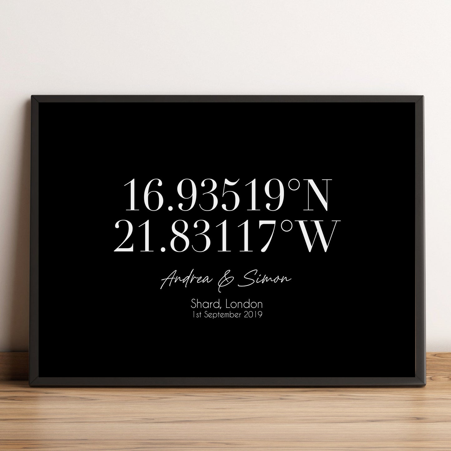 Framed Wedding Location Prints, Custom Coordinates Print, Latitude Longitude, Wedding Gift, Personalised Gift for Couple, Memorable Location