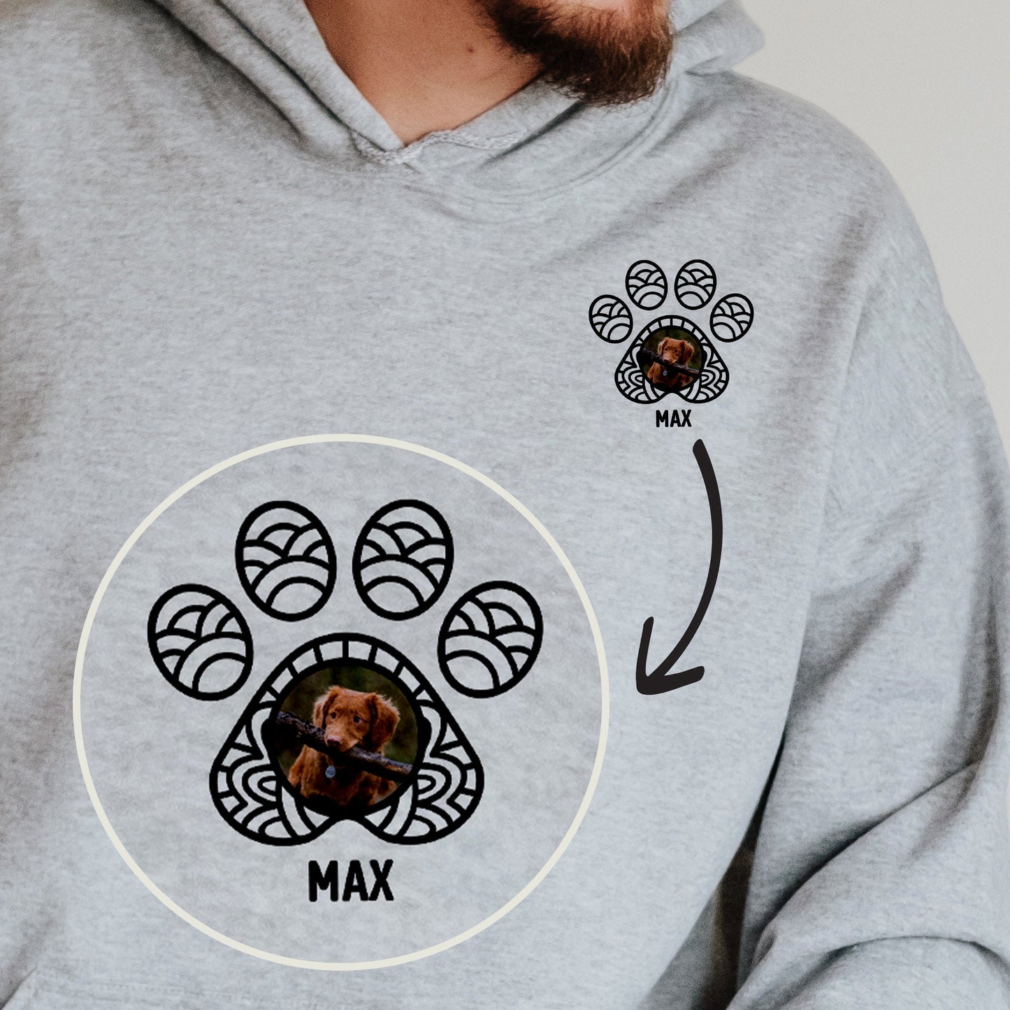 Custom Pet Portrait Hoodie, Personalised Dog Mum Gift, Cat Mum Hoodie, Dog Pet Portrait Hoodie, Gift For Dog Owner | Dog Dad Hoodie