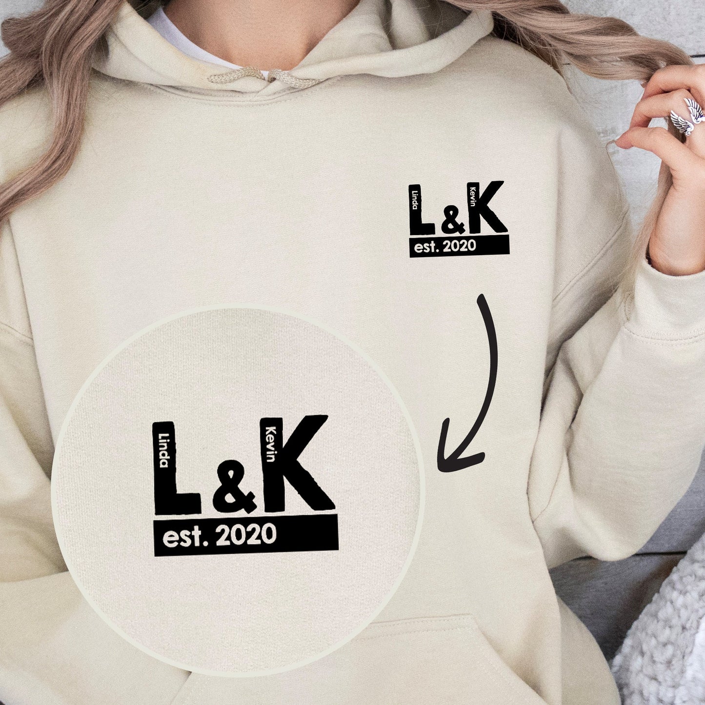 Custom Couples Initials Hoodie | Personalised Wedding Gift | Husband and Wife Hoodie | First Anniversary Gift | Gift For Couples Newlyweds