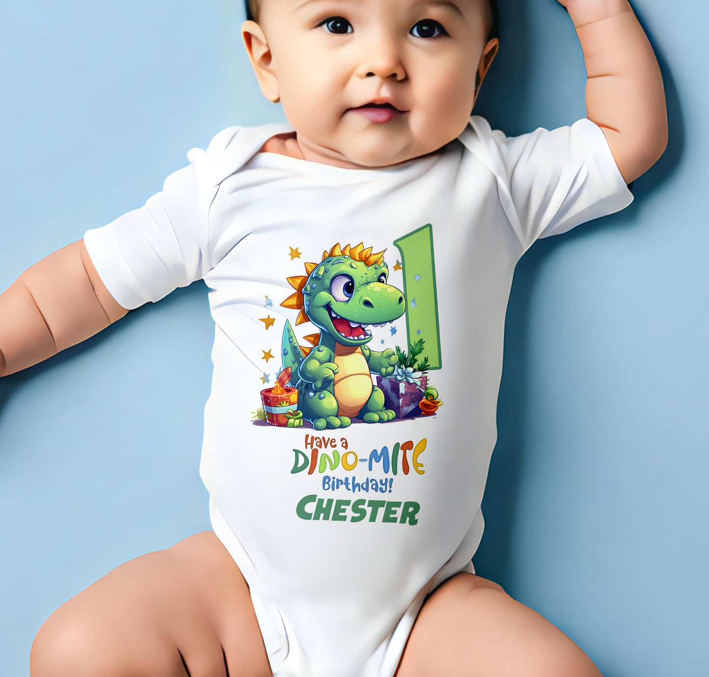 Personalised Dinosaur Birthday T-Shirt | Any Name Any Age | Colourful Dinosaurs | Custom Dinosaur Birthday Gifts for Children