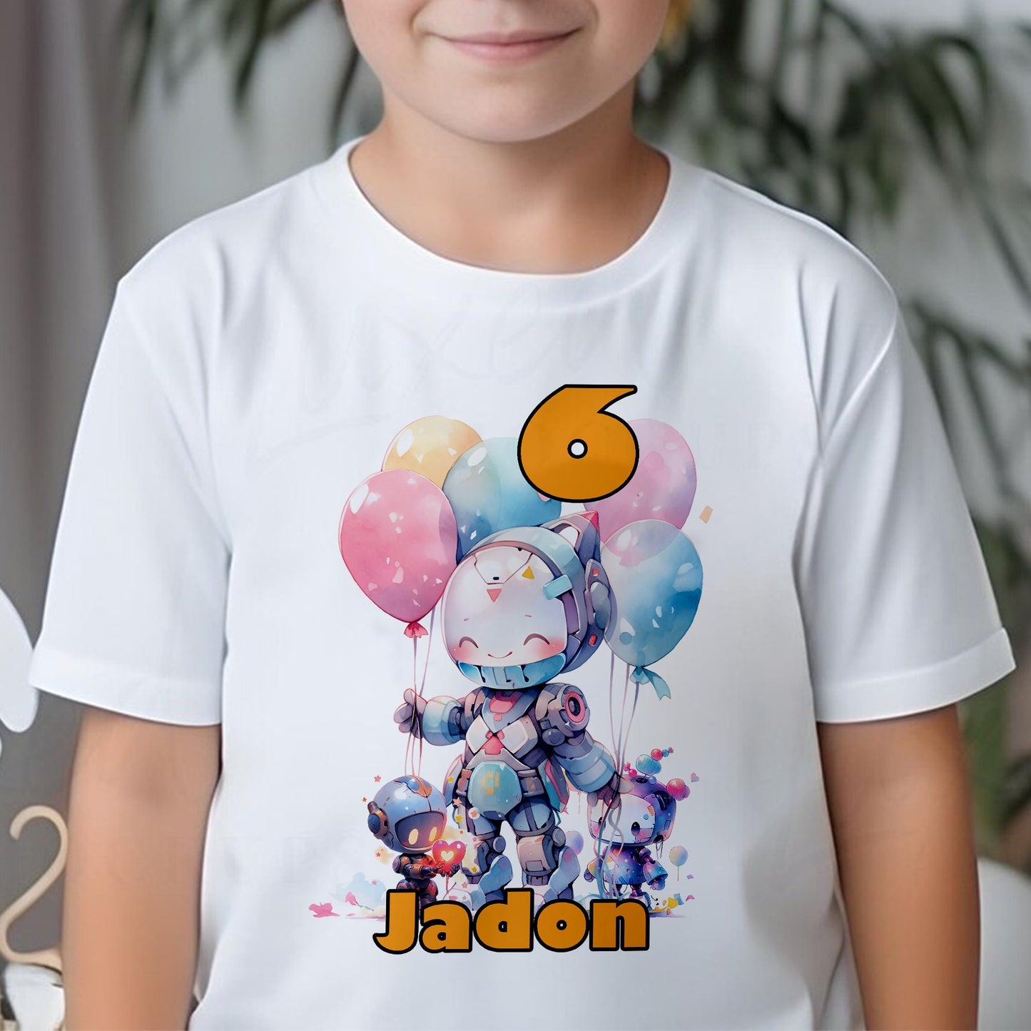 Personalised Robot Birthday T-Shirt, Any Name Any Age, Colourful Robots Party Shirt, Custom Robot Birthday Hoodie, Gifts for Children