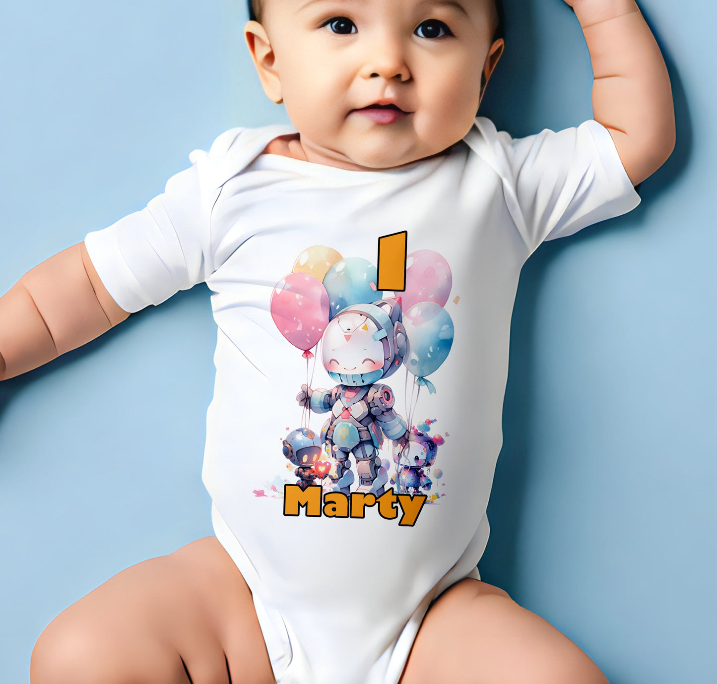 Personalised Robot Birthday T-Shirt, Any Name Any Age, Colourful Robots Party Shirt, Custom Robot Birthday Hoodie, Gifts for Children