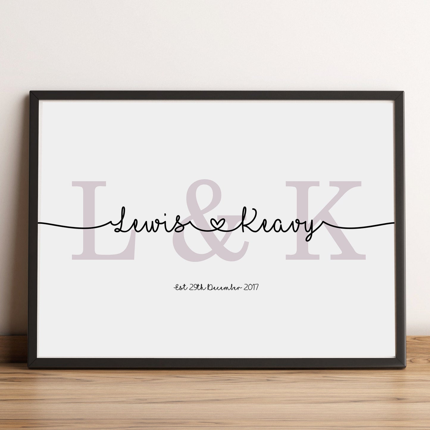 Personalised Couples Names & Initial Print | Paper Anniversary Gift | Engagement Gifts | Custom Wedding Prints | Romantic Gifts for Him