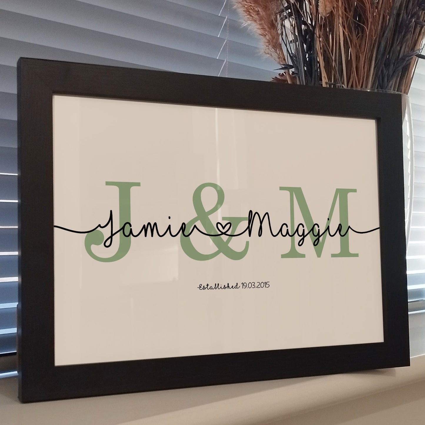 Personalised Couples Names & Initial Print | Paper Anniversary Gift | Engagement Gifts | Custom Wedding Prints | Romantic Gifts for Him