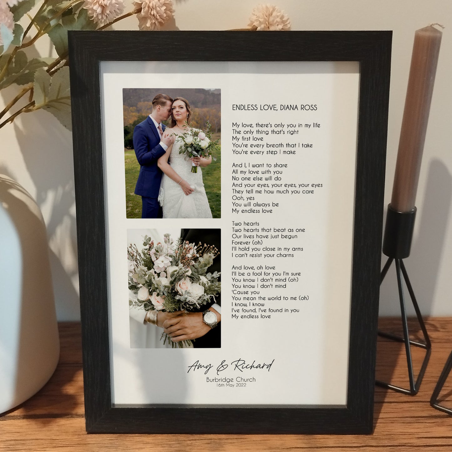 Personalised Wedding Song Lyric Print, Custom Anniversary Song Lyrics Print, Wedding Gifts for Couples, First Dance Song Print