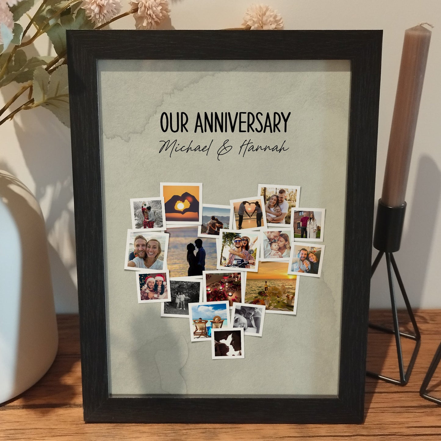 Personalized Couples Photo Memories Print, Custom Couples Photo Collage, Wedding Photo Collage, First Paper Anniversary Gift, Photo Gift