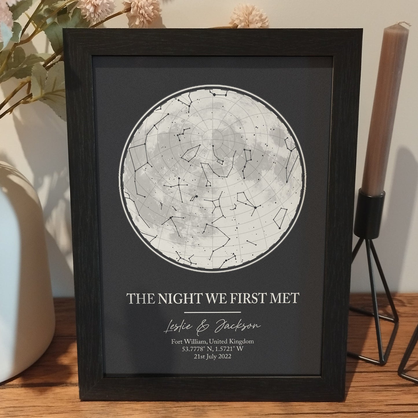 Custom Couples Constellation Print, Personalised Night Sky Print, Where We Met Memories Poster, 1 Year Anniversary, Gifts For Him Her