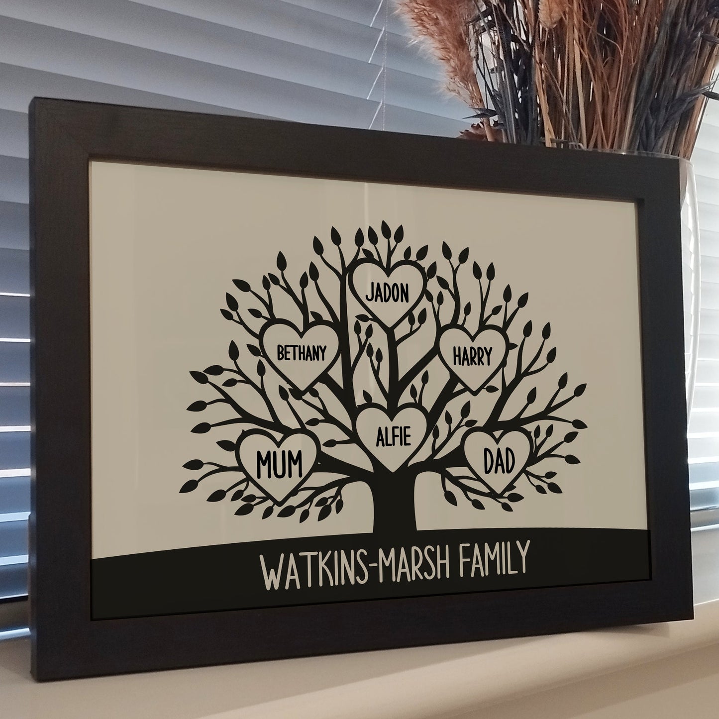 Personalised Family Tree Print | Family Portrait Print | Family Tree Home Wall Art | Family Gifts for Mothers Day