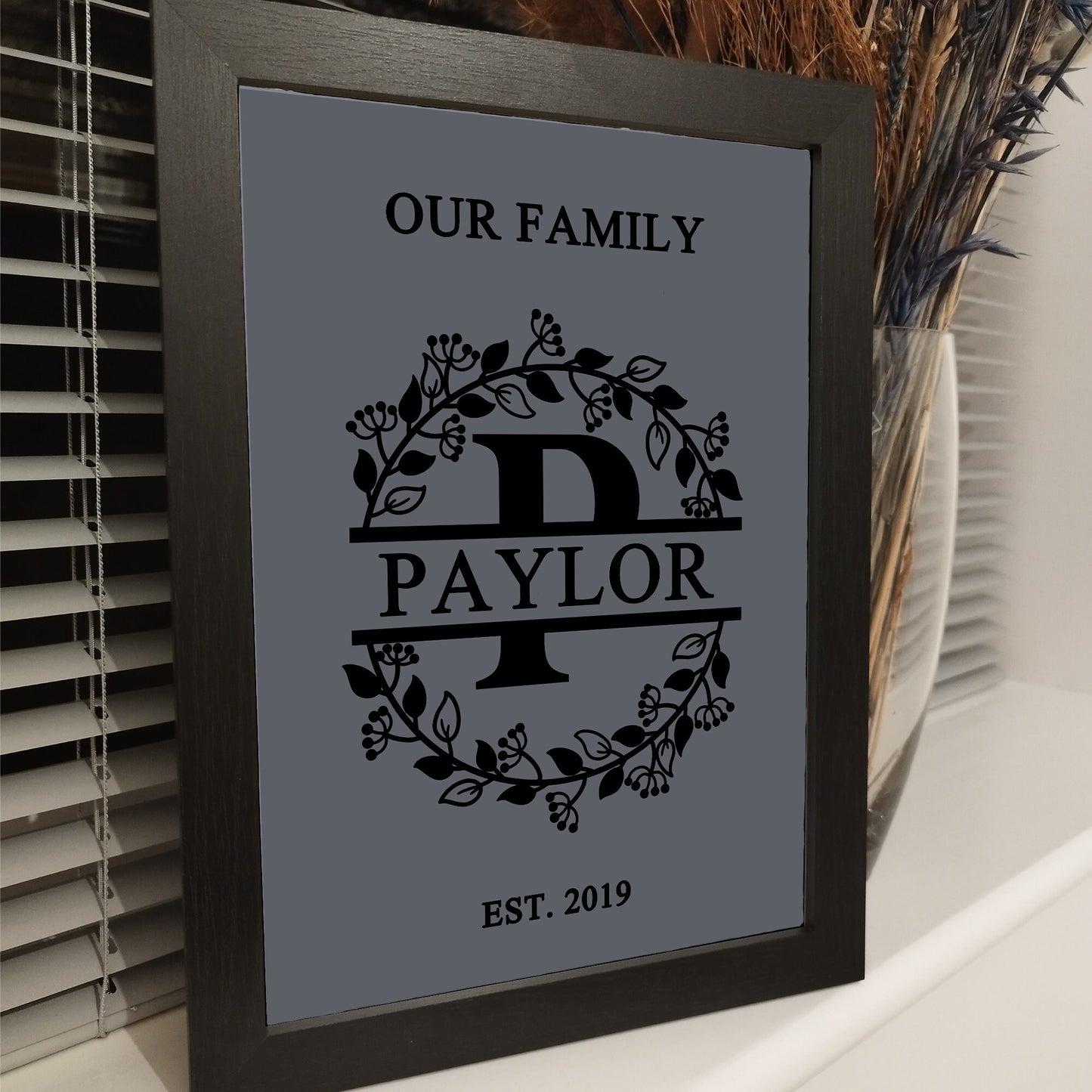 Personalised Family Name Print, Custom Family Monogram Print, Mothers Day Gifts, Housewarming Gift, Framed Family Name Print
