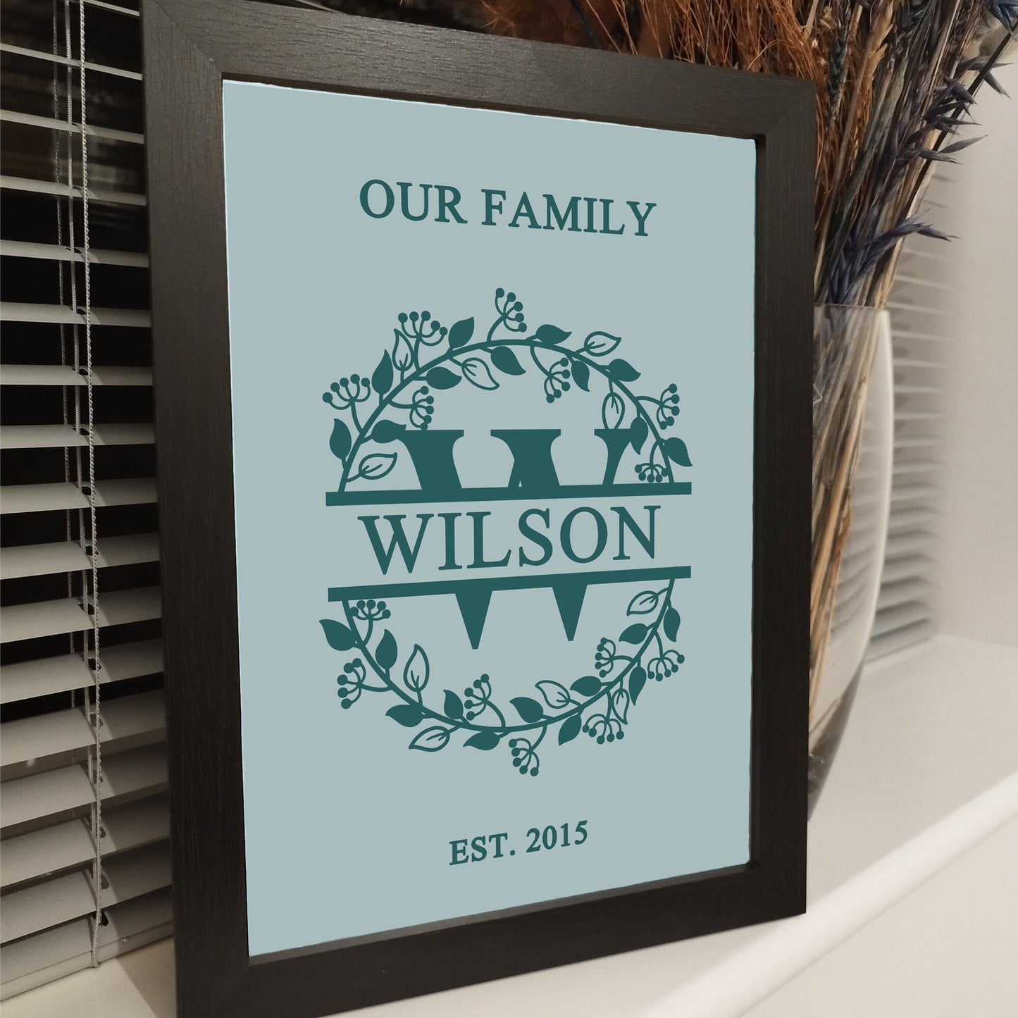 Personalised Family Name Print, Custom Family Monogram Print, Mothers Day Gifts, Housewarming Gift, Framed Family Name Print