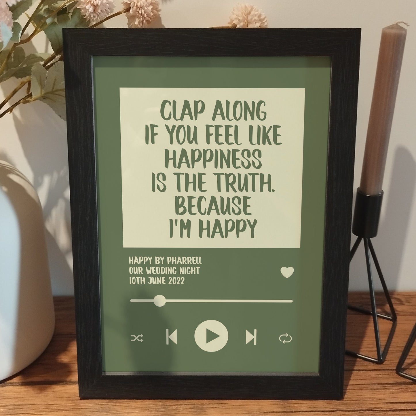 Custom Music Lyric Print | Personalised Song Lyric Wall Art | Spotify Music Player Lyric | Wedding Anniversary Print | Gifts for Couples