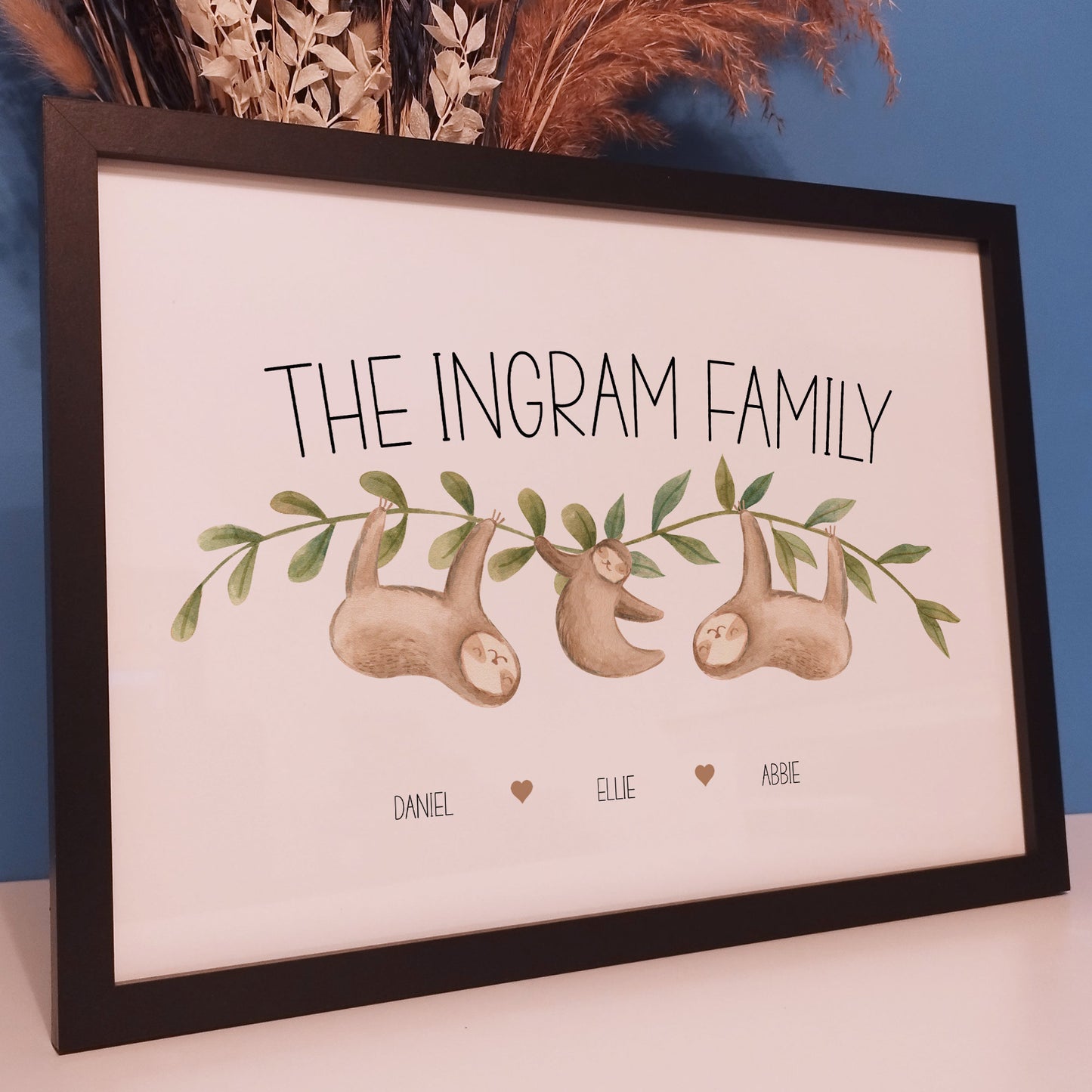 Personalised Family Sloth Print | Unique Sloth Family Gifts | Home Nursery Decor | Presents for Mum | Custom Family Names Print