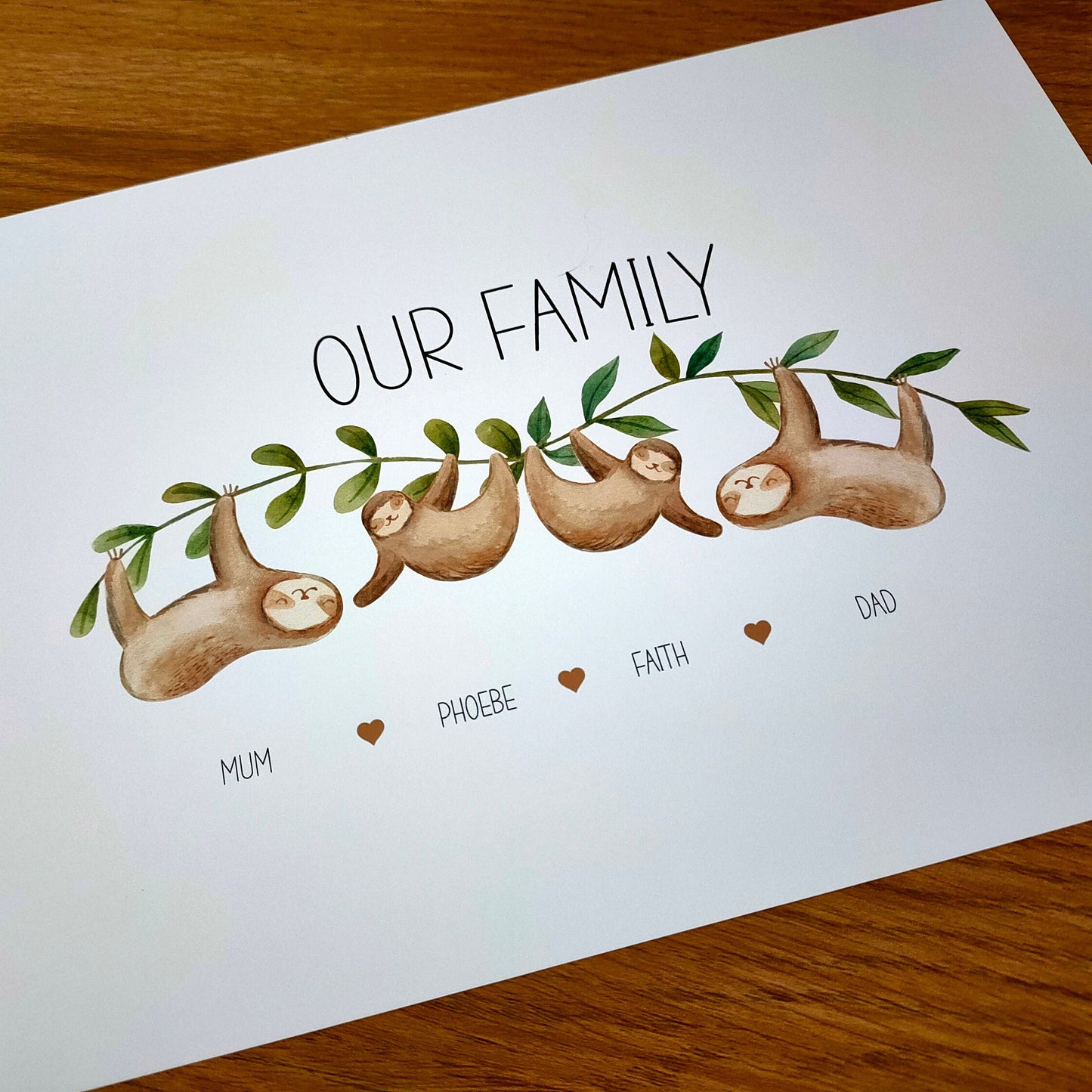 Personalised Family Sloth Print | Unique Sloth Family Gifts | Home Nursery Decor | Presents for Mum | Custom Family Names Print