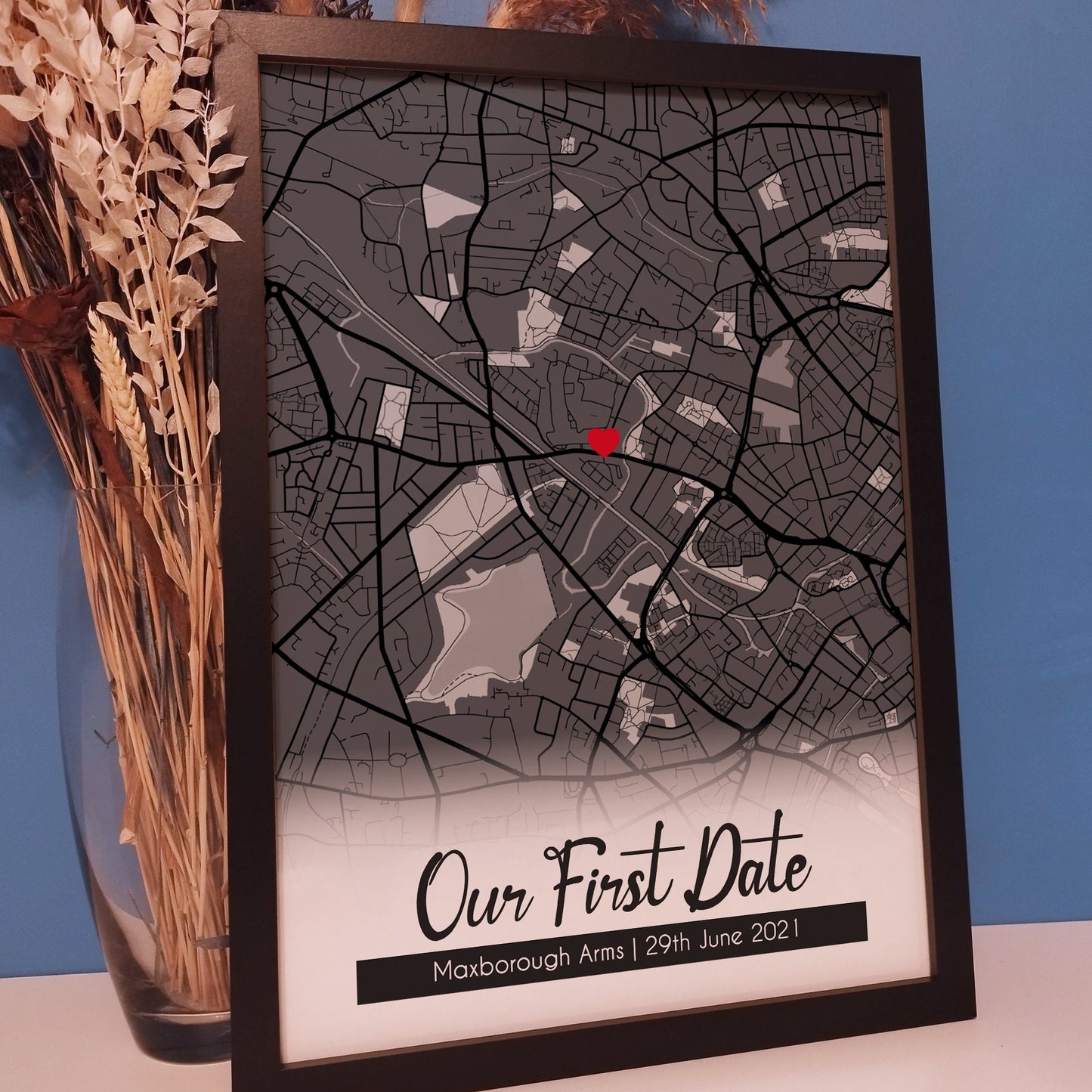Custom Our First Date Print | Personalised Map Wedding Prints | 1 Year Paper Anniversary | Where We Met Map Print | Gifts for Couples