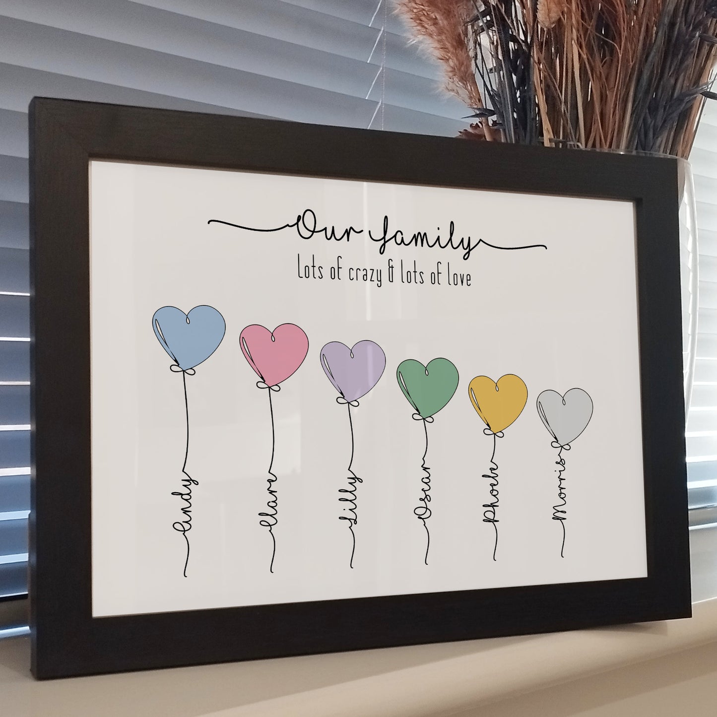 Personalised Our Family Print | Framed Family Portrait Print | Digital Family Home Wall Art | Family Gifts for Mothers