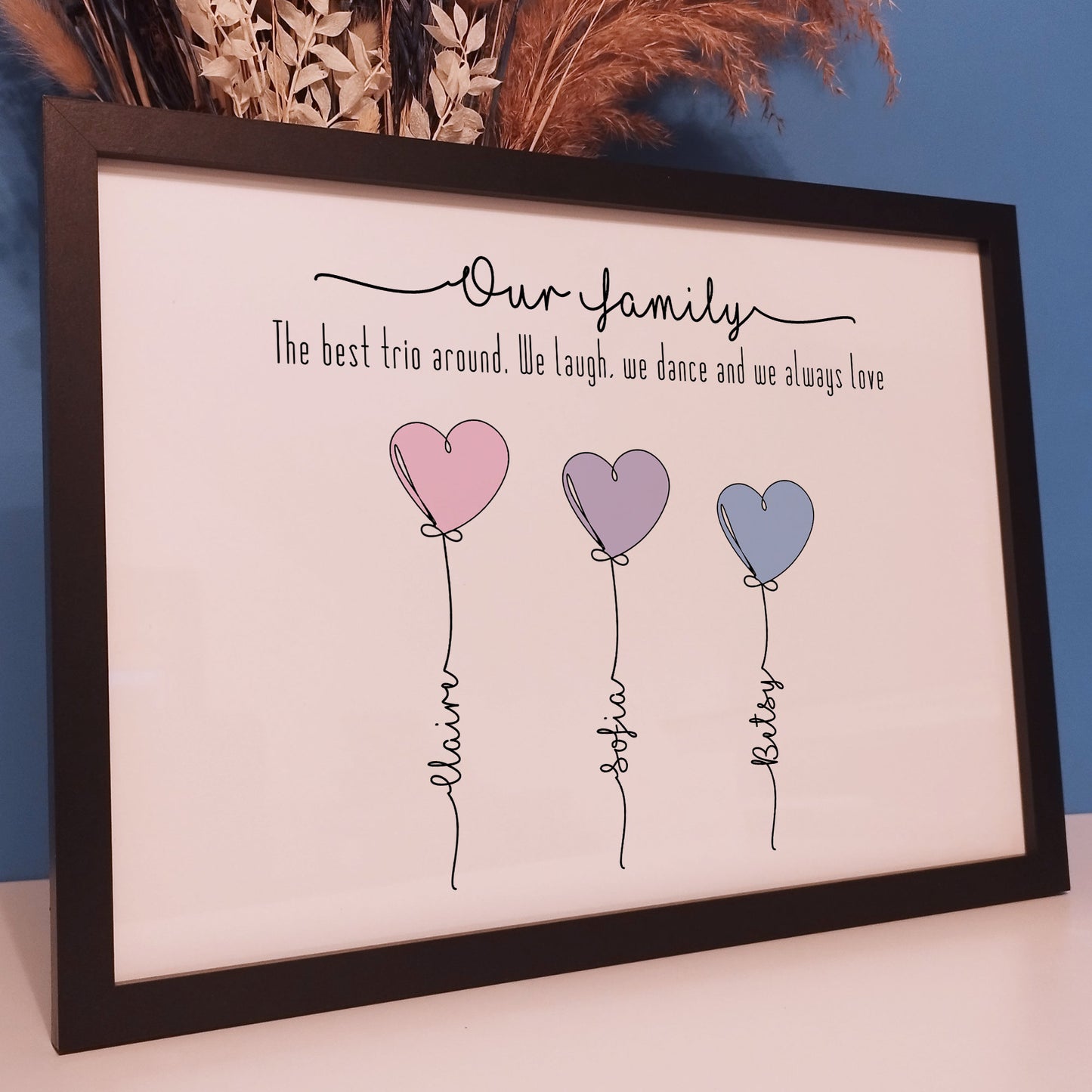 Personalised Our Family Print | Framed Family Portrait Print | Digital Family Home Wall Art | Family Gifts for Mothers
