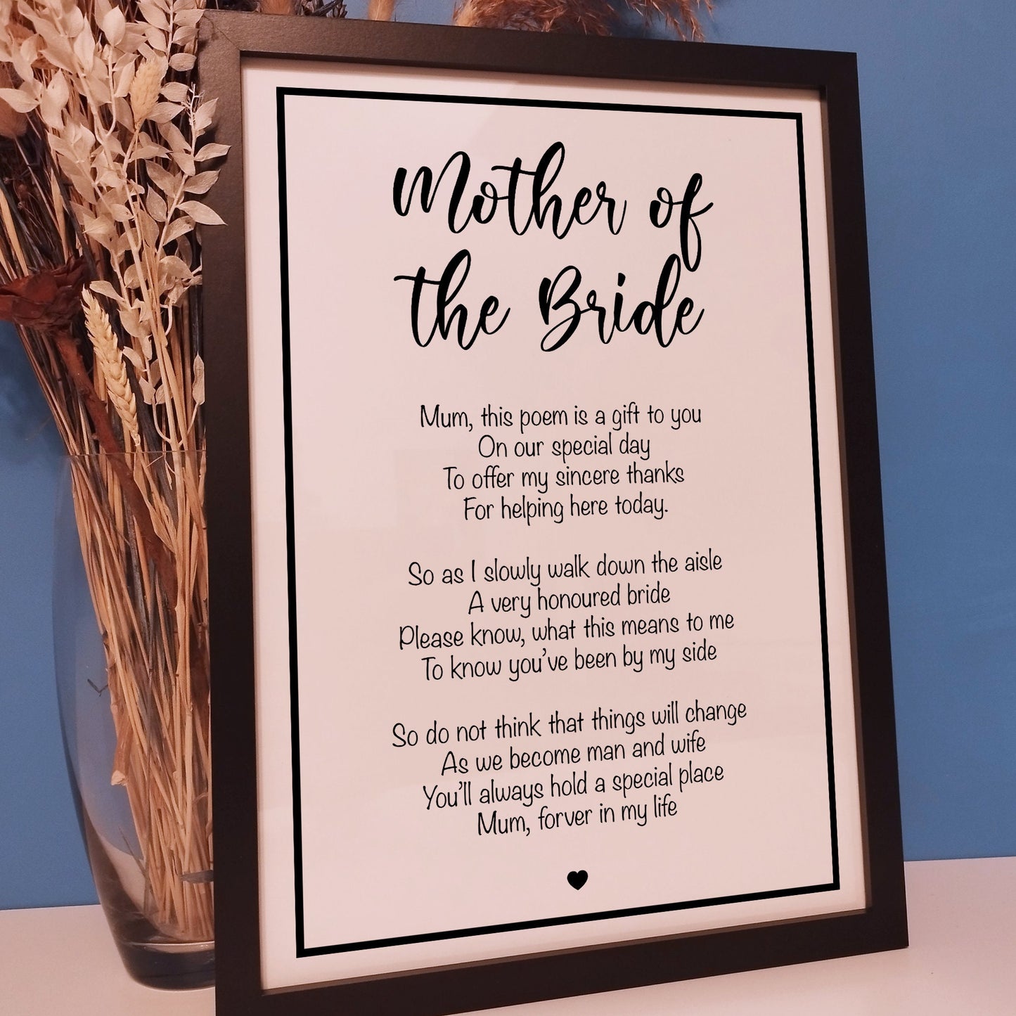 Custom Mother of the Groom Wedding Poem Print | Personalised Framed Groom Wedding Gift | Wedding Day Mother In Law Gift