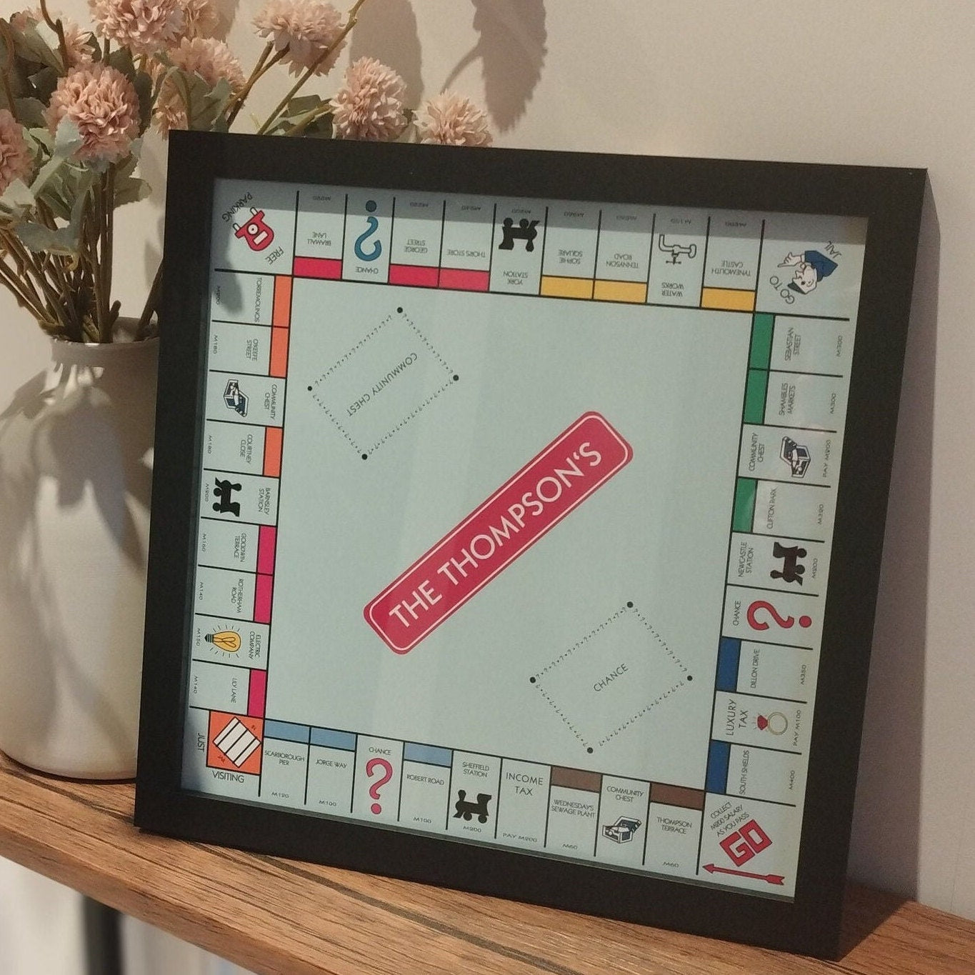 Personalised Monopoly Board Print | Custom Digital Monopoly Board Prints | Unique Monopoly Board Game Framed Poster
