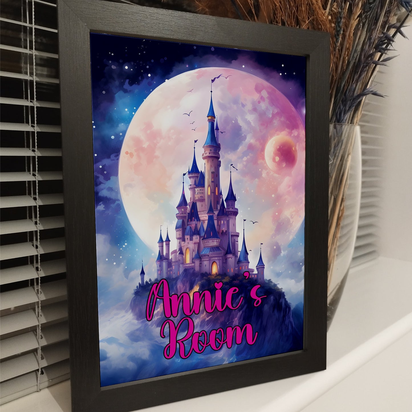 Custom Princess Name Wall Art Print, Childrens Kids Room Decor, Girls Fairytale Castle Bedroom, Personalised Princess Bedroom Print