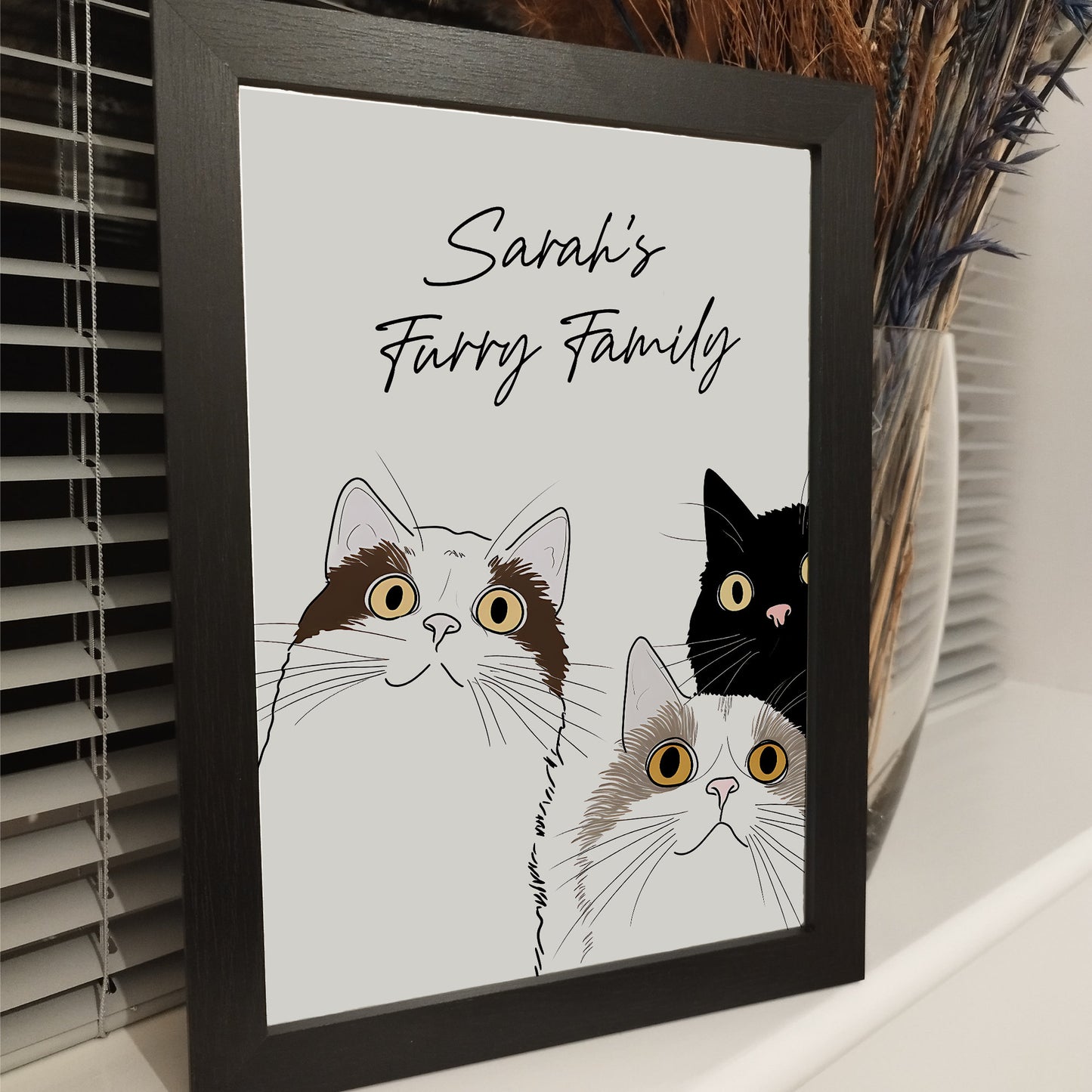 Custom Cat Family Print, Personalised Cat Mum Wall Art, Cat Room Home Decor, Crazy Cat Lady Gifts, Pussy Cat Lover Gifts