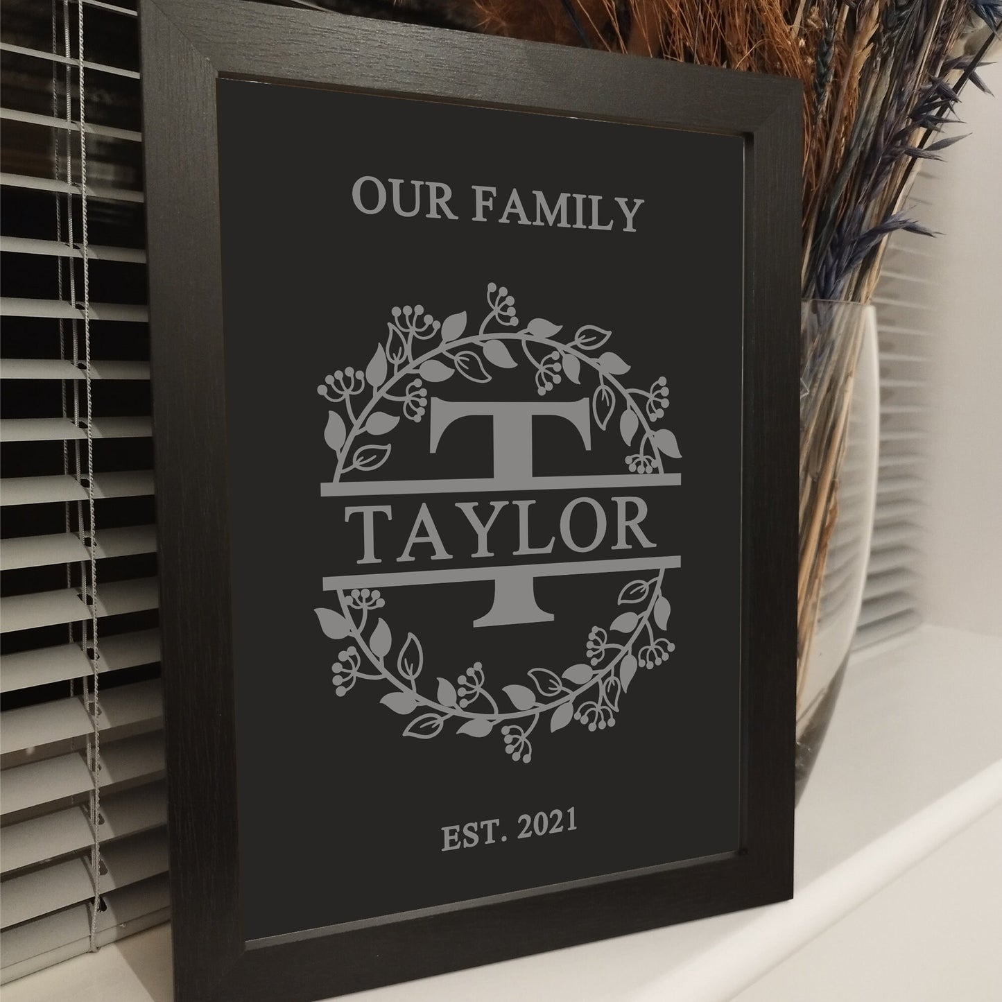 Personalised Family Name Print, Custom Family Monogram Print, Mothers Day Gifts, Housewarming Gift, Framed Family Name Print