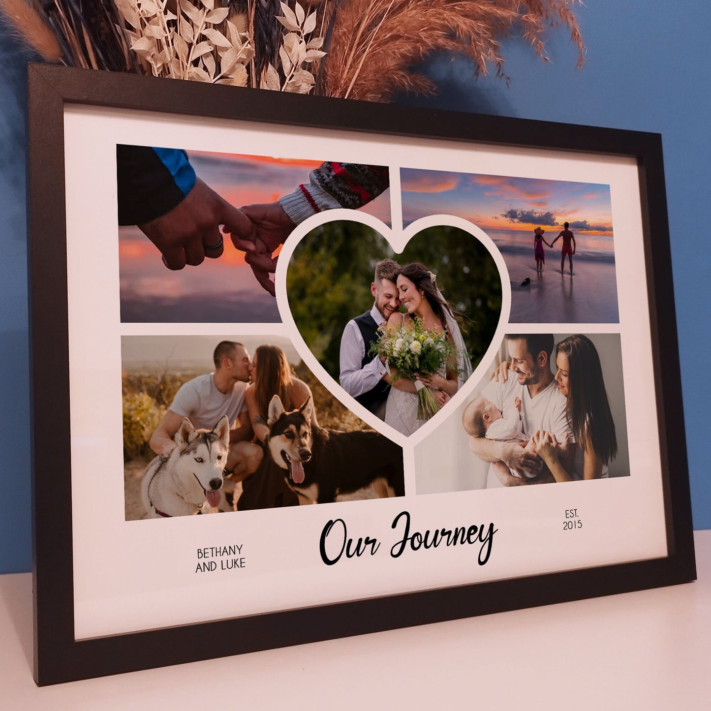Custom Photo Collage Anniversary Print | Personalised Wedding Gifts for Couples | Anniversary Photo Gifts for Boyfriend and Girlfriend