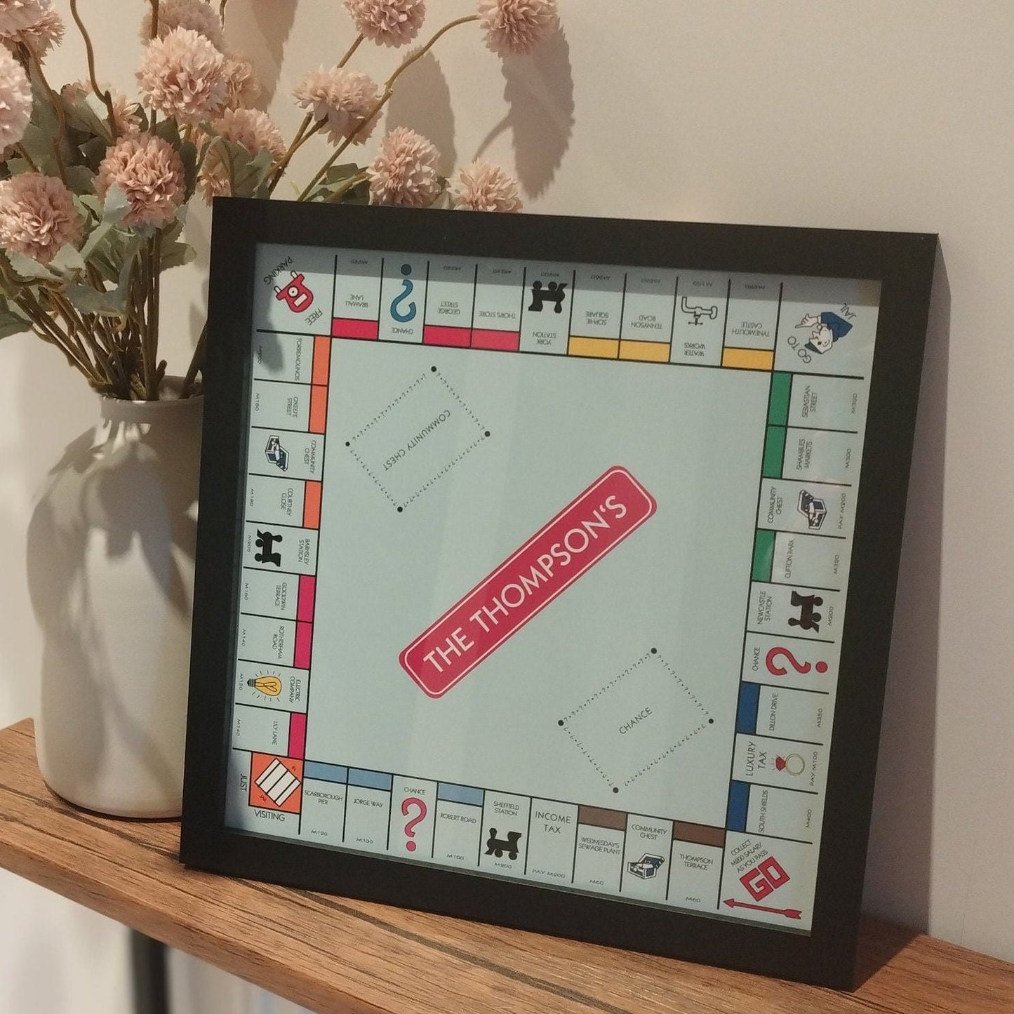 Custom Monopoly Board Game Print | Personalised Monopoly Gift for Family, Him or Her | Unique Framed Retirement Leaving Present