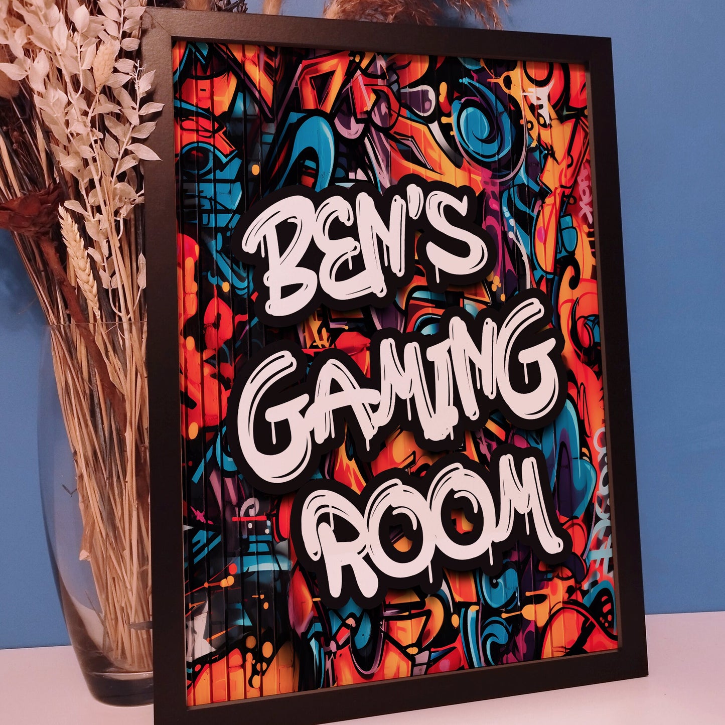 Personalised Graffiti Print Gift for Boys Games Room | Custom Name Graffiti Urban Street Wall Art Print for Childrens Kids Bedroom Nursery