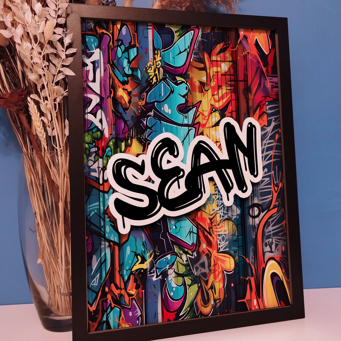 Personalised Graffiti Print Gift for Boys Games Room | Custom Name Graffiti Urban Street Wall Art Print for Childrens Kids Bedroom Nursery