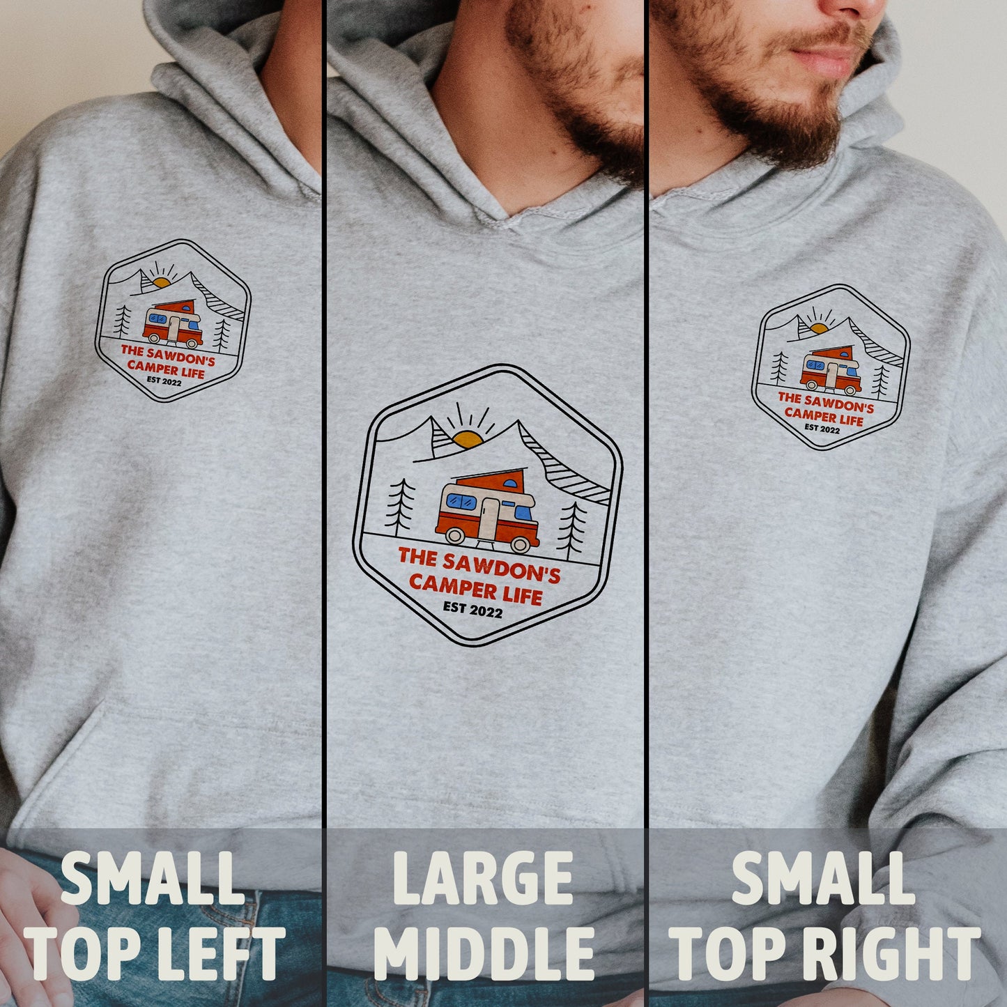 Custom Caravan Hoodie Gift for Couples | Personalised Van Life Gift for Him Her | Camping Motorhome Jumper | Touring Caravan Travel Gift