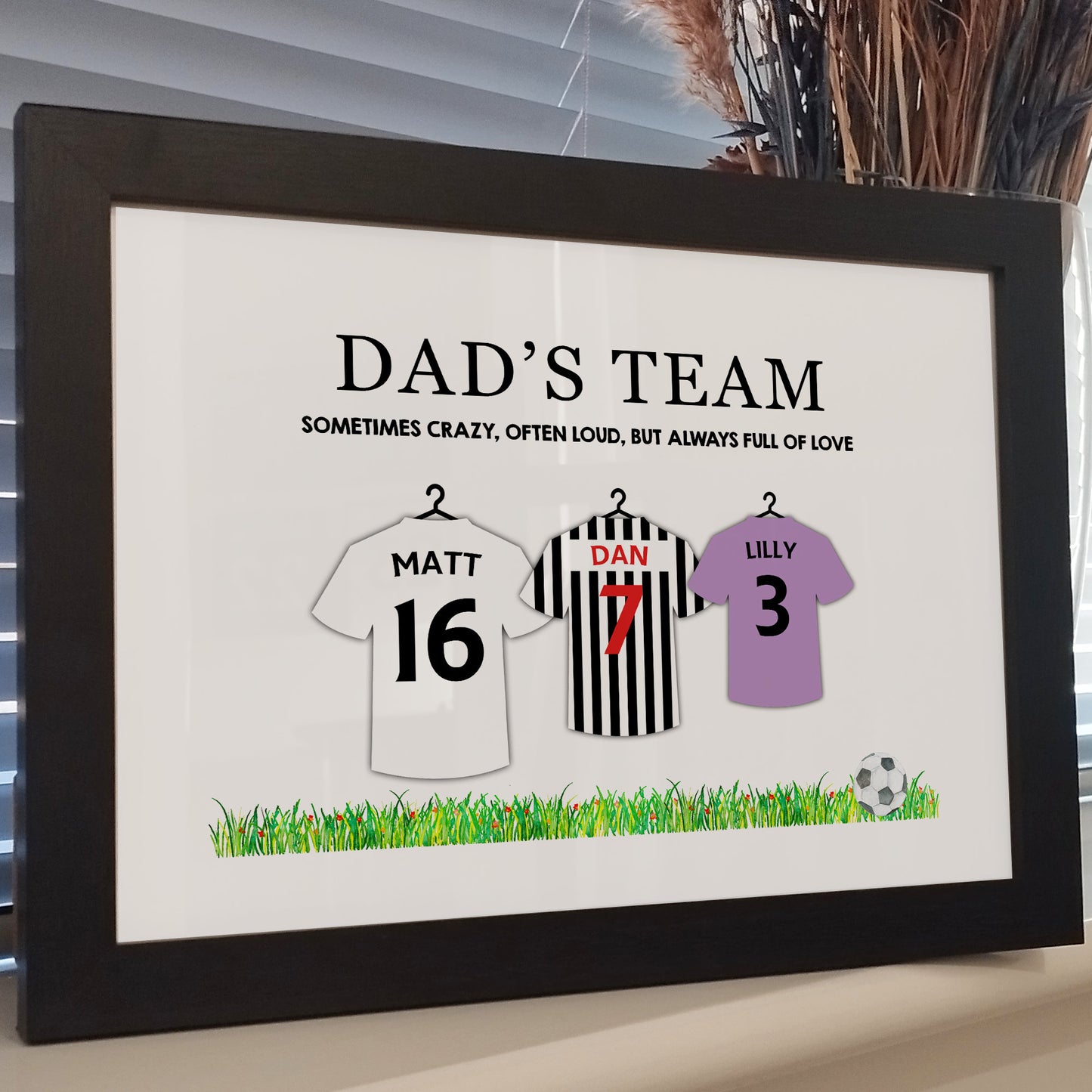 Custom Family Football Shirt Print Gift for Dad | Personalised Our Family Portrait Print | Football Team Wall Art Gift for Husband