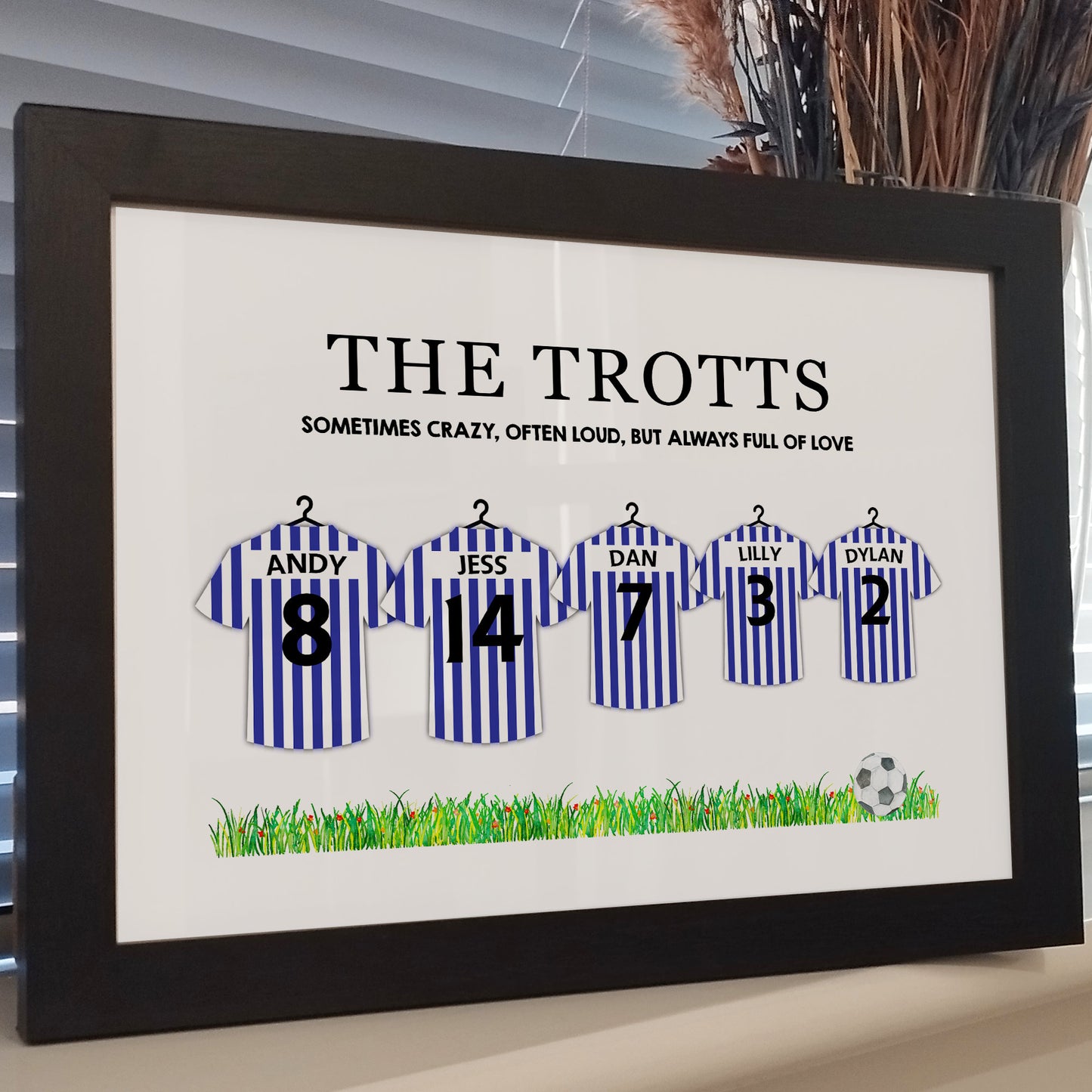 Custom Family Football Shirt Print Gift for Dad | Personalised Our Family Portrait Print | Football Team Wall Art Gift for Husband