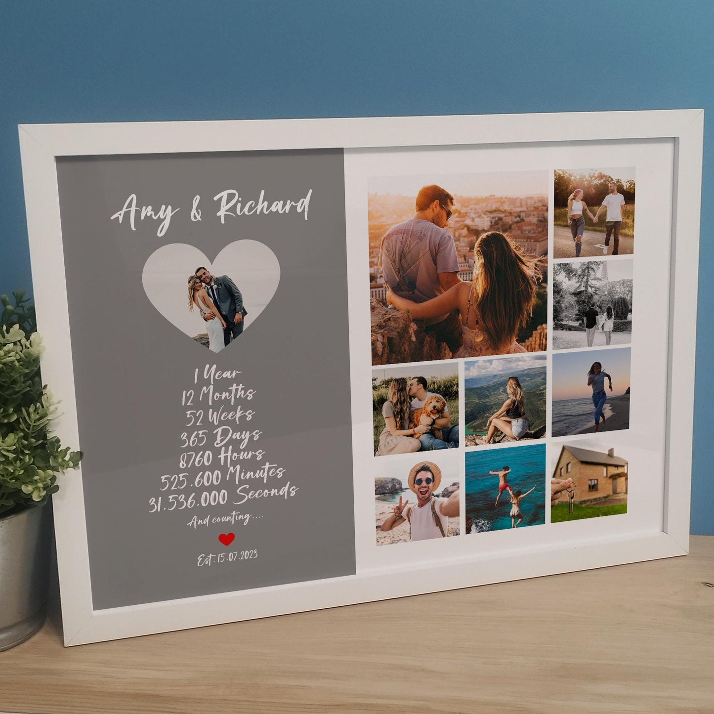 Custom 1 Year Anniversary Print for Couples | 1st Year Photo Collage Gift for Paper Wedding Anniversary | Romantic Gift for Husband or Wife