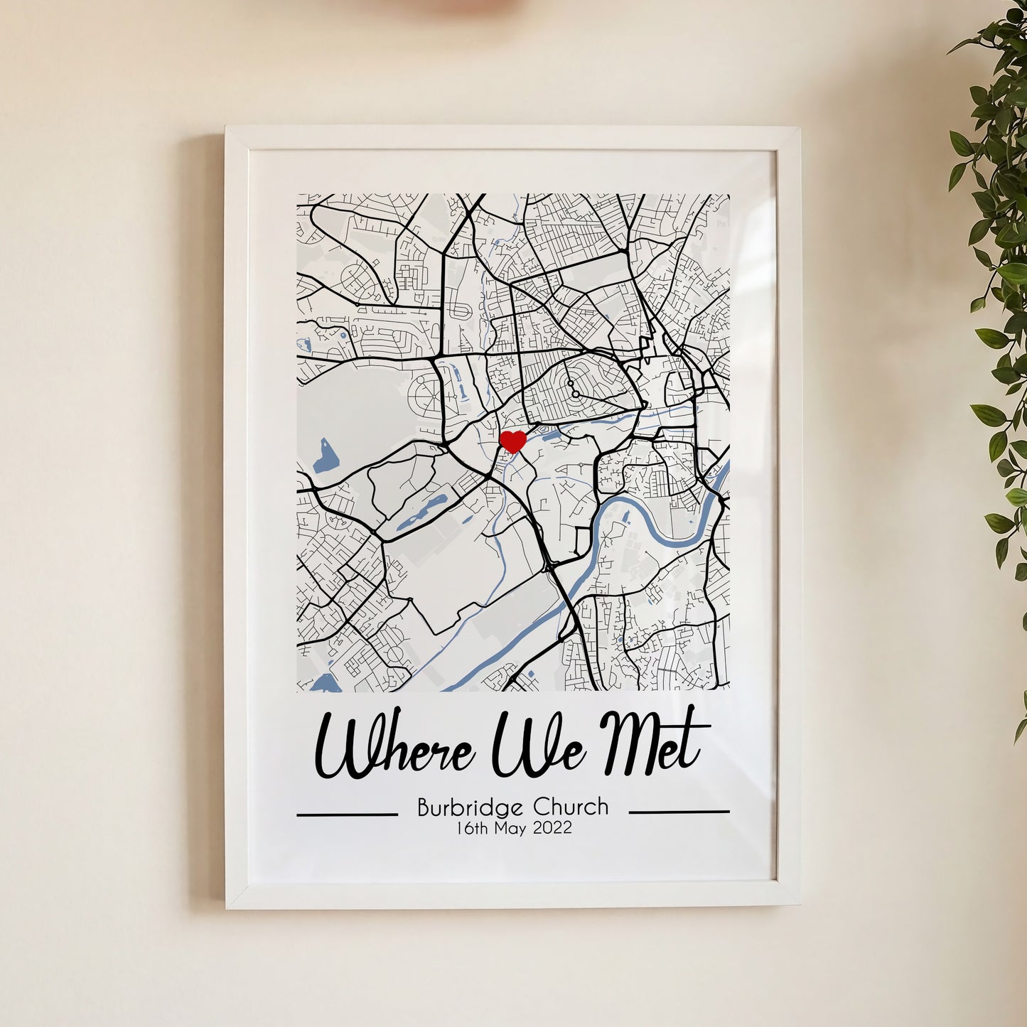 Personalised Where It All Began Map Print – Custom Couple Location Anniversary Gift